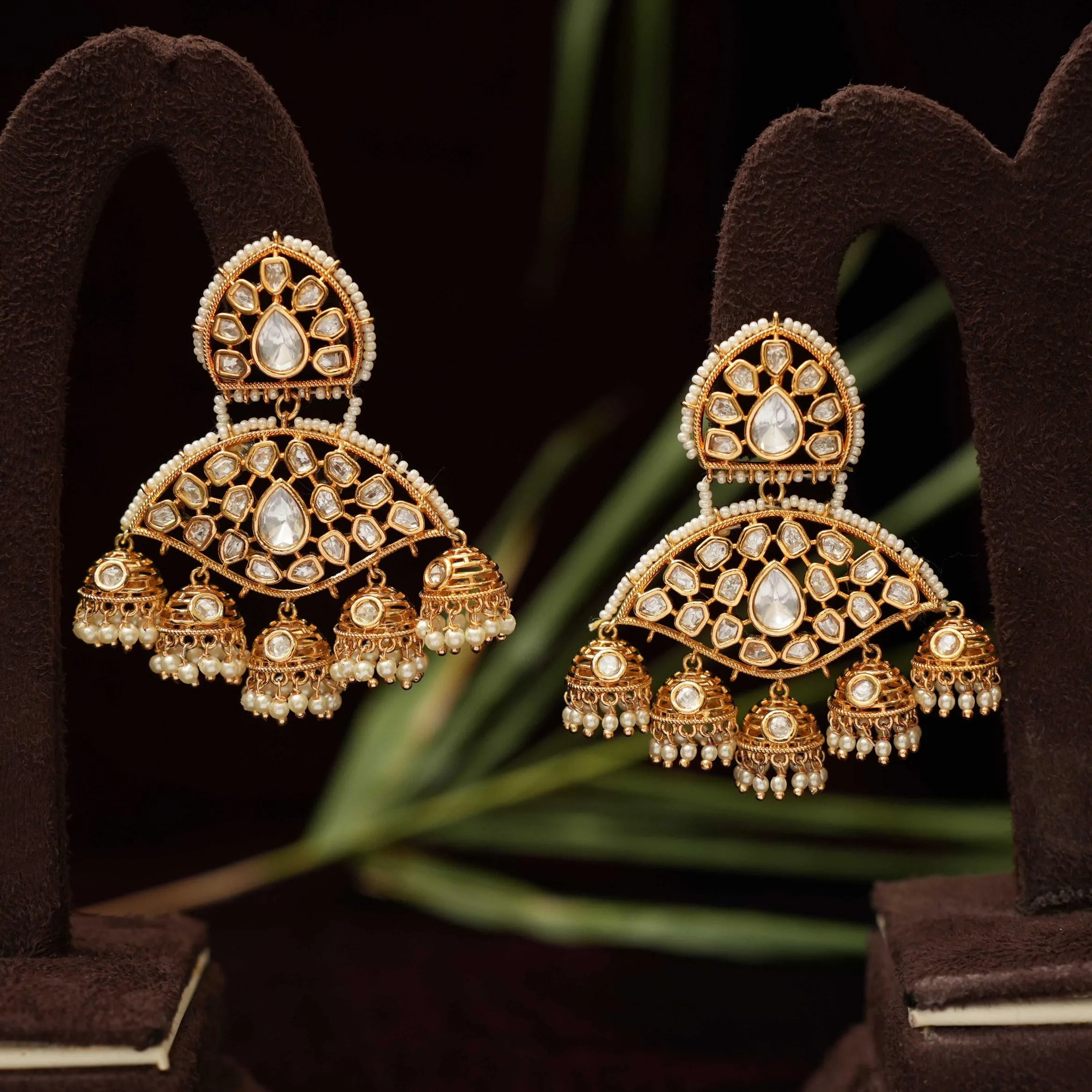 Reena Polki Designer Earrings - White