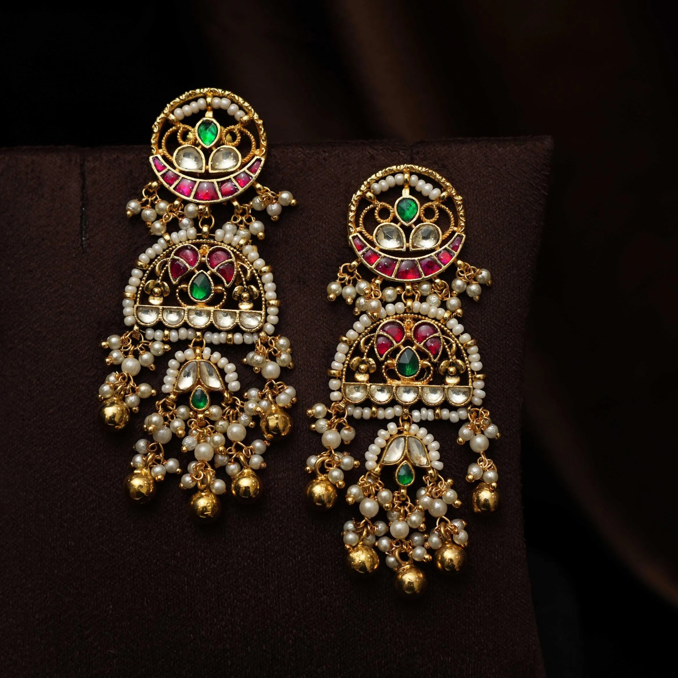 Reeva Polki Designer Earrings - White