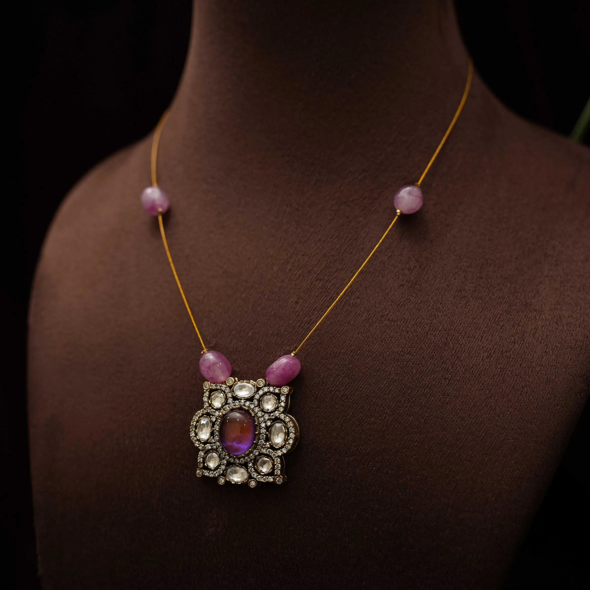 Reka Minimalistic Zircon Necklace - Purple