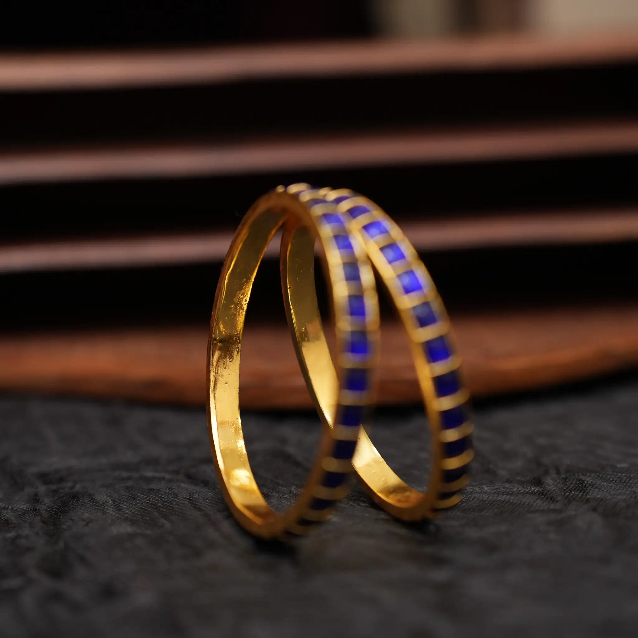 Rekha Polki Bangles - Blue