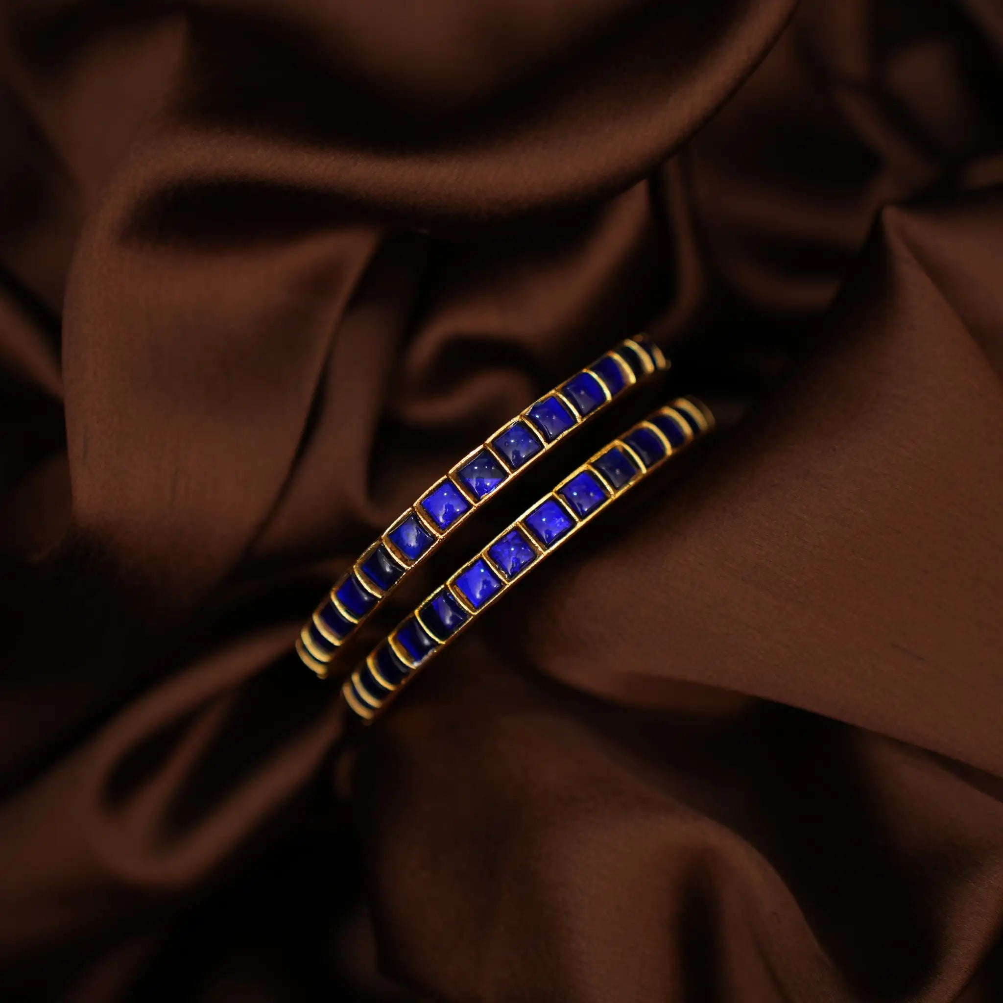 Rekha Polki Bangles - Blue