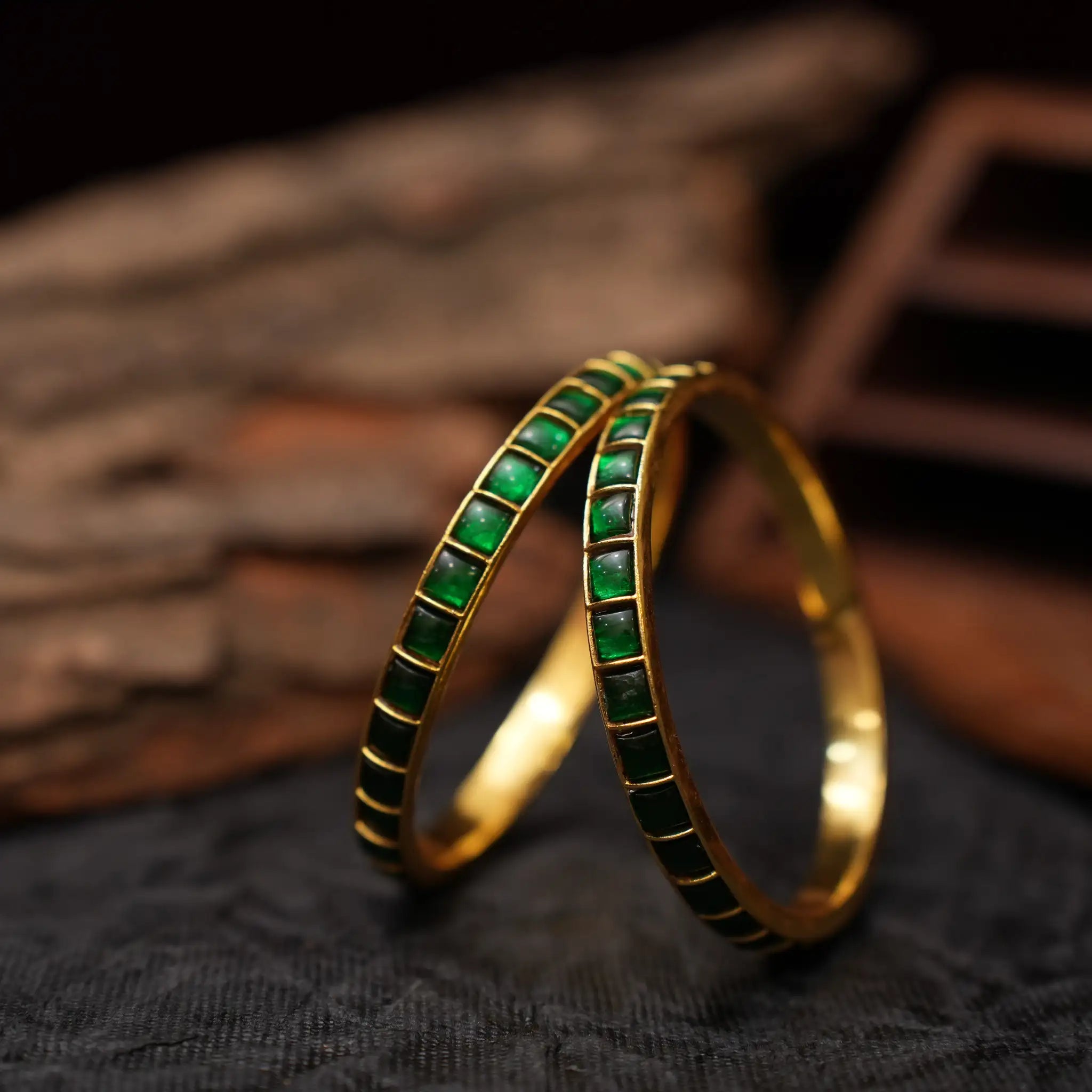 Rekha Polki Bangles - Green