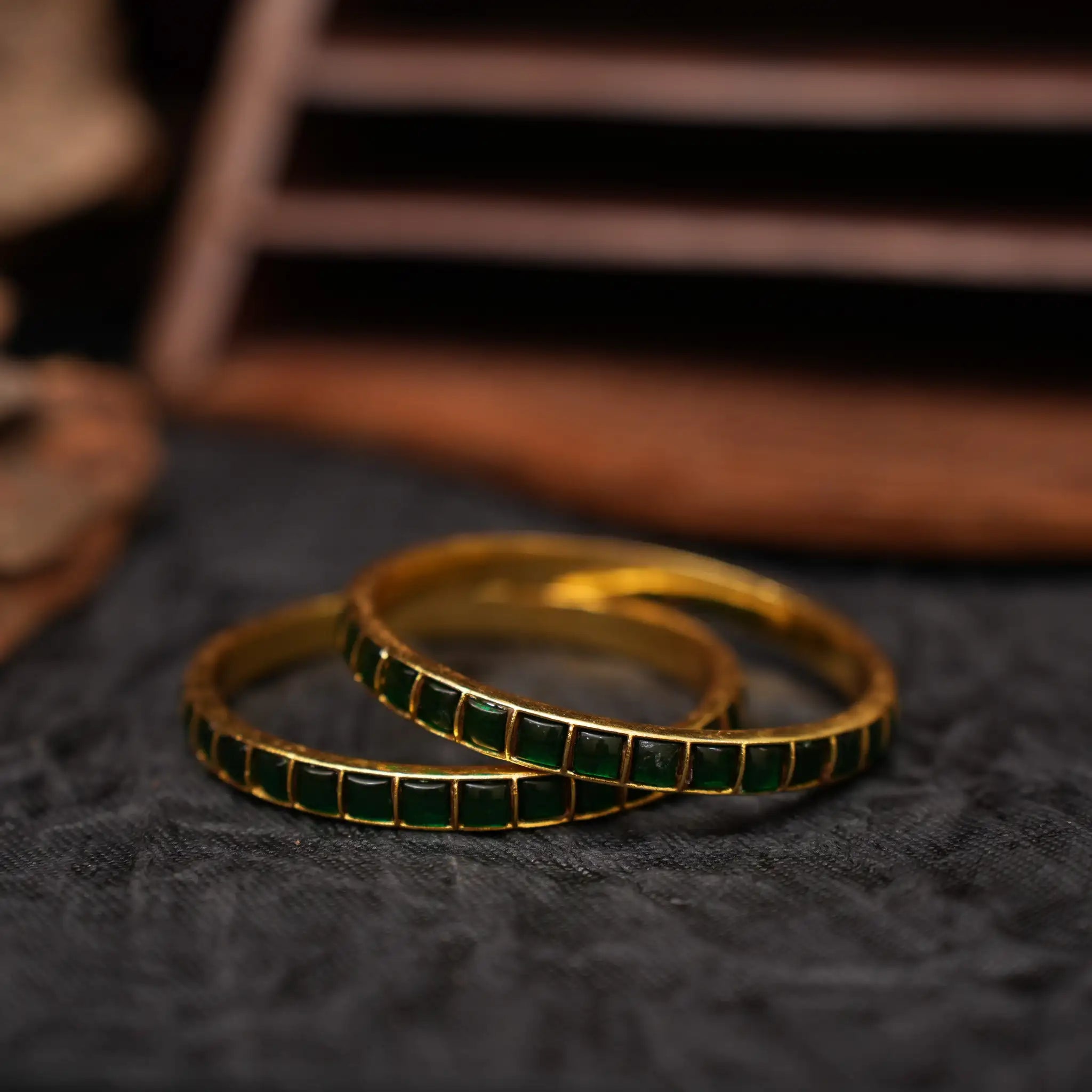 Rekha Polki Bangles - Green