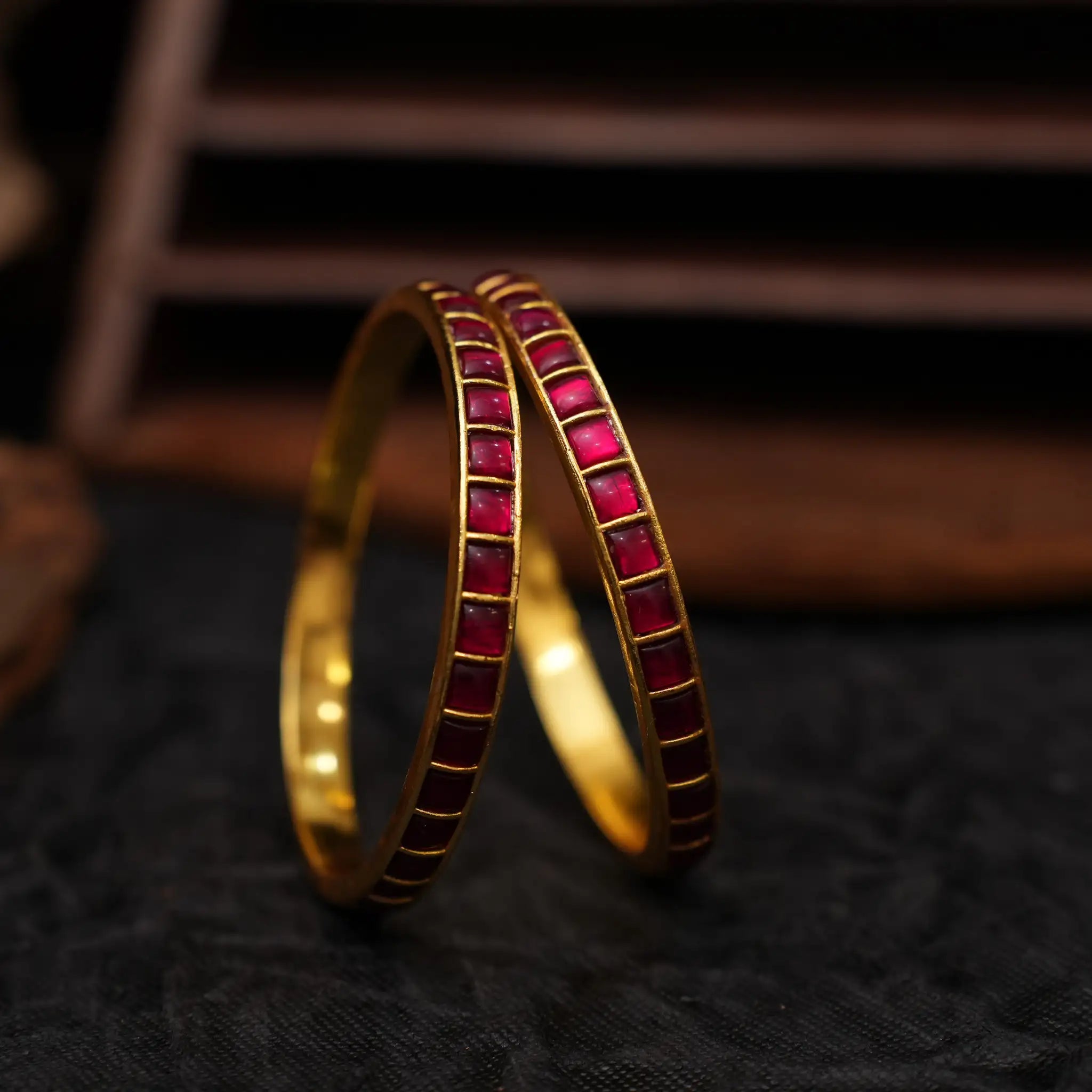 Rekha Polki Bangles - Reddish Pink