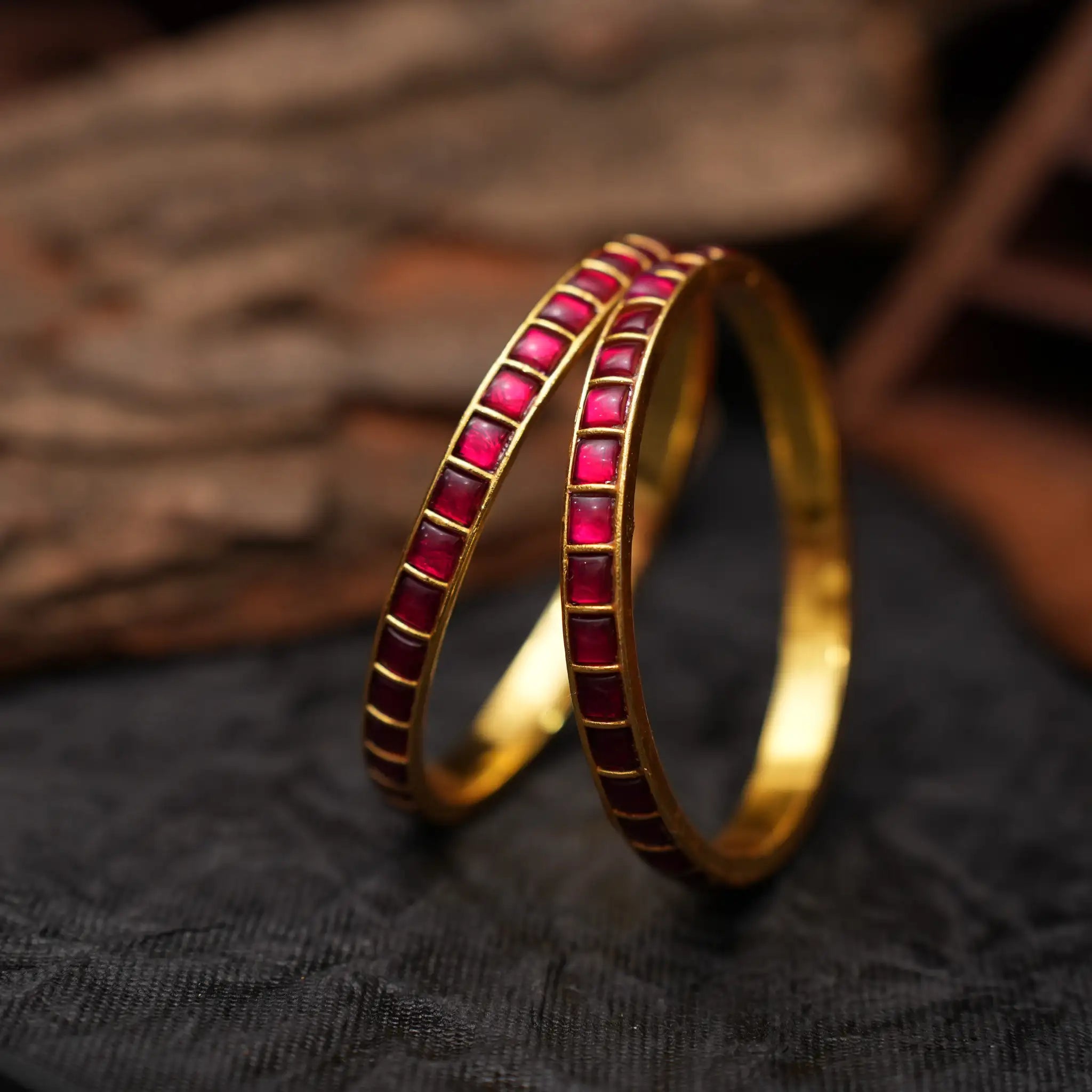 Rekha Polki Bangles - Reddish Pink
