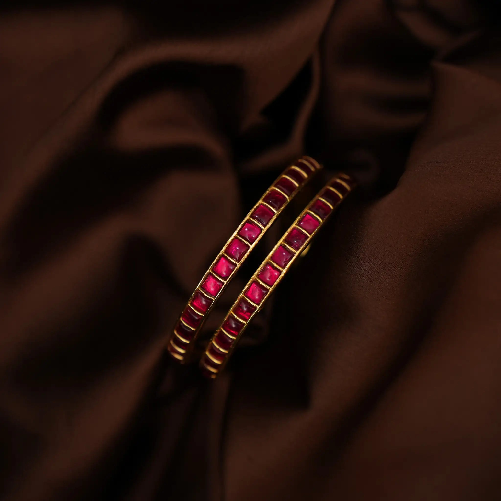 Rekha Polki Bangles - Reddish Pink
