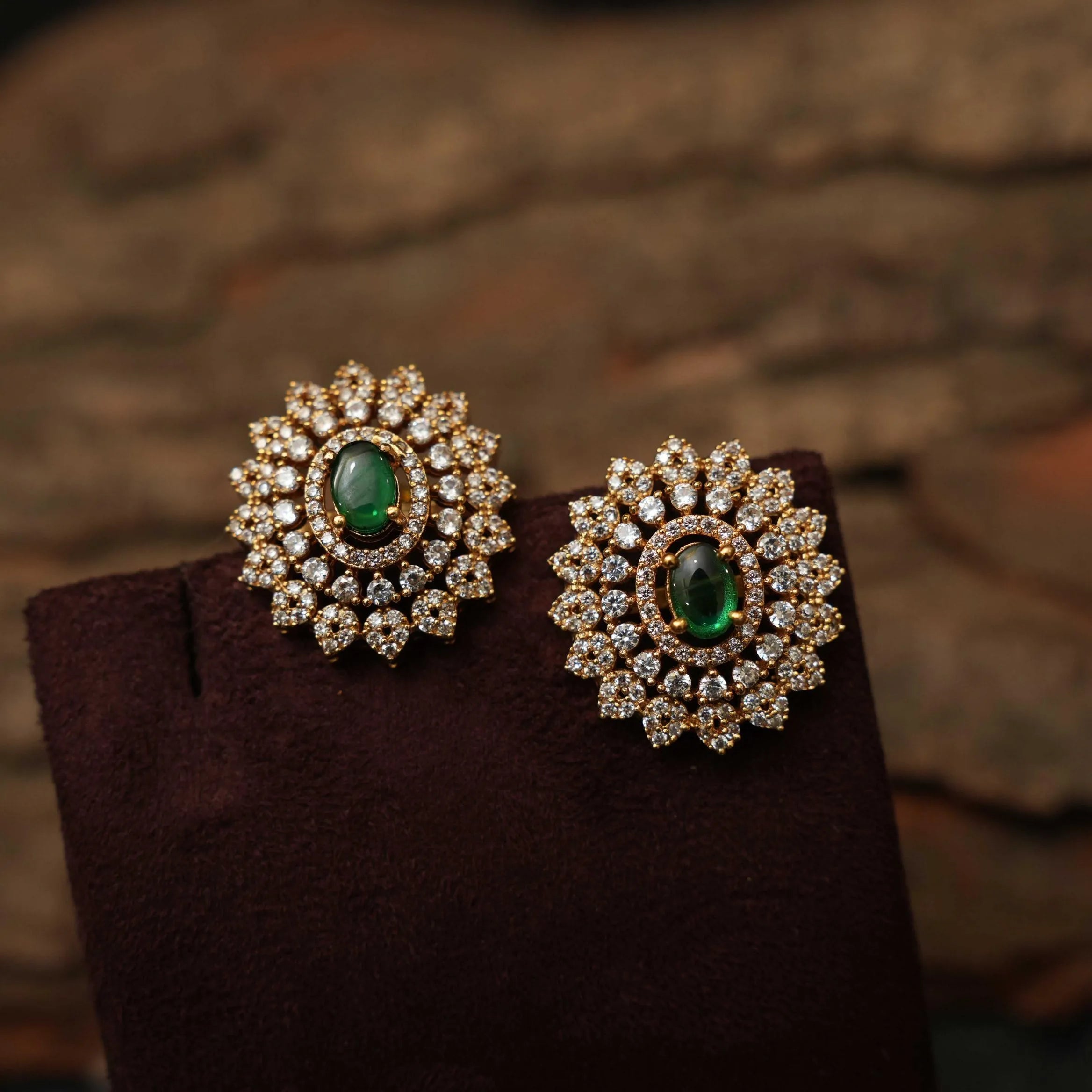 Reyka Zircon Ear Stud - Green