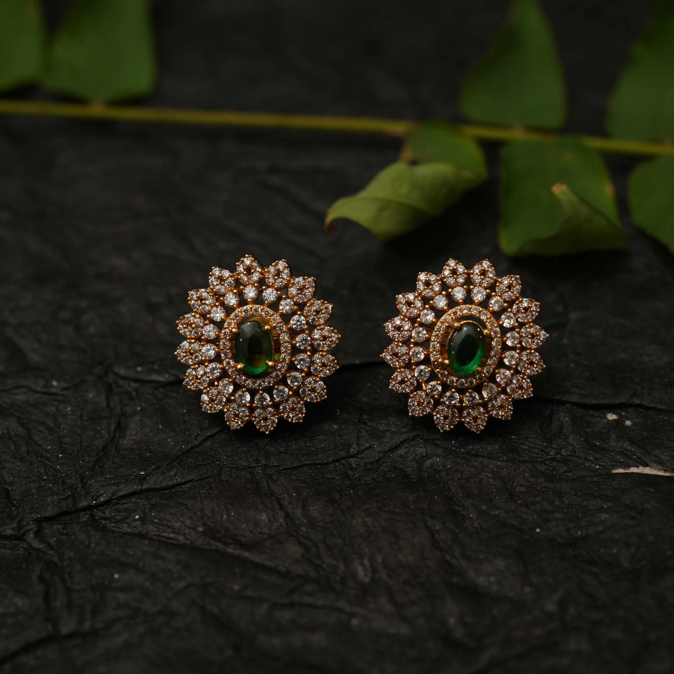 Reyka Zircon Ear Stud - Green