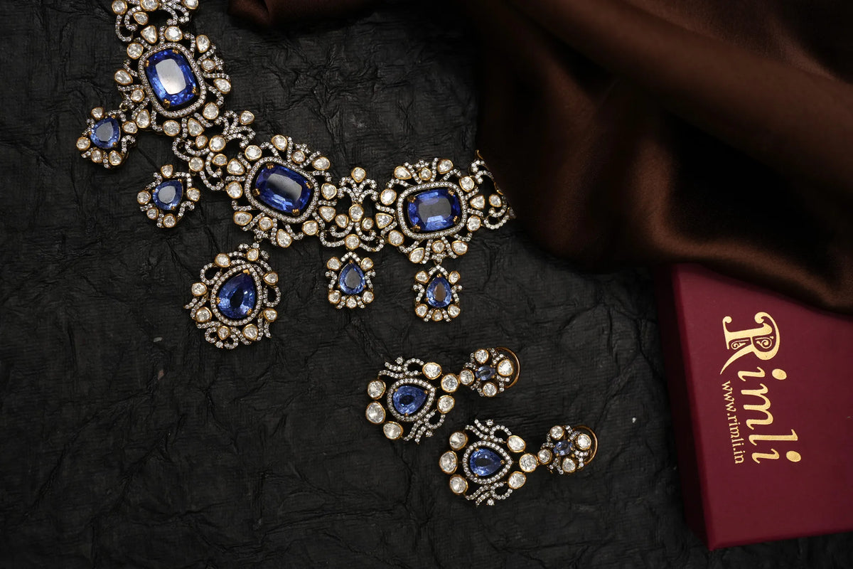 Riaanvi Silver Moissantie Choker - Blue