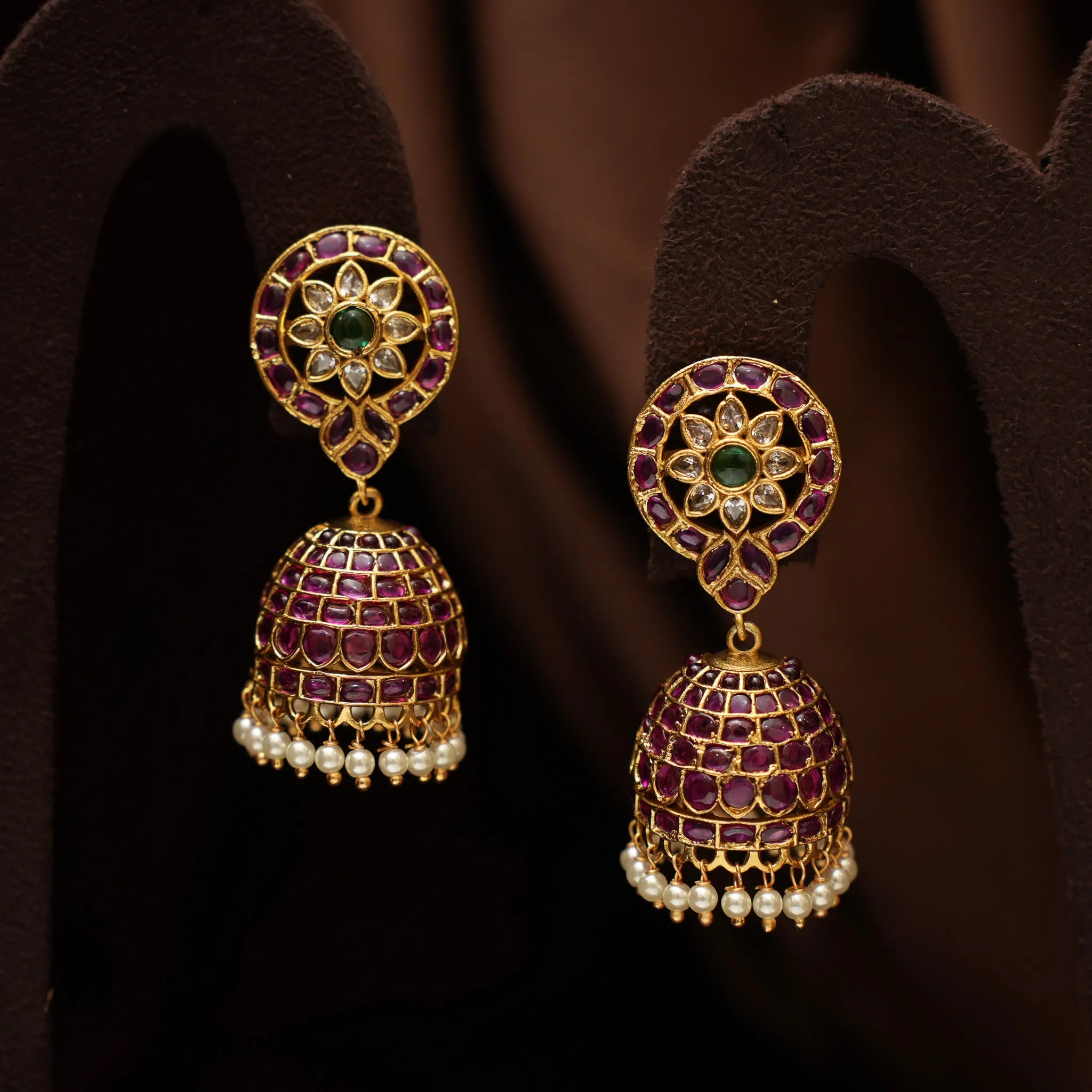 Rivya Antique Jhumka Earrings - White