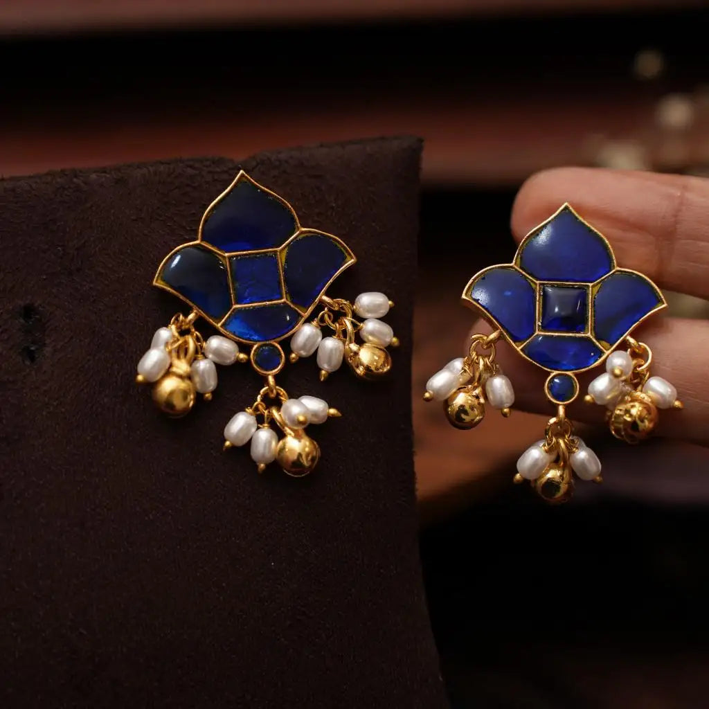 Rohati Polki Ear Stud - Blue