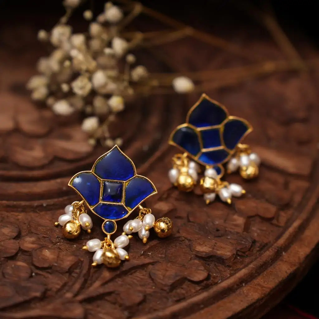 Rohati Polki Ear Stud - Blue