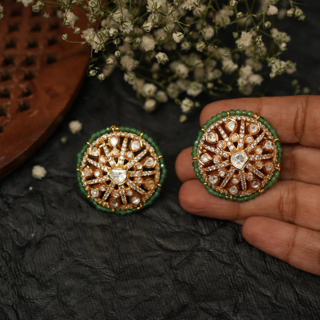 Rosie Polki Ear Stud - White