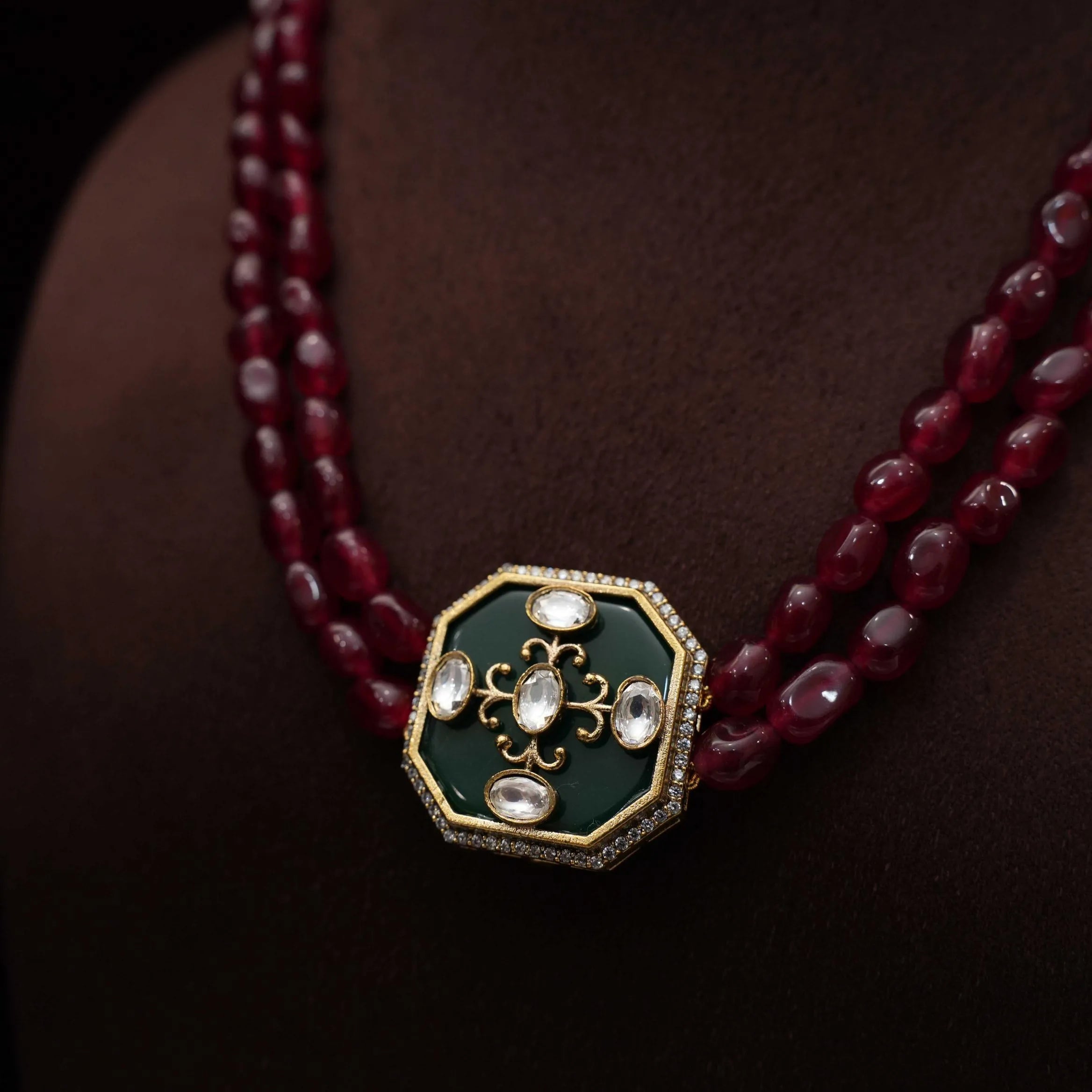 Ruchira Beaded Necklace - Green