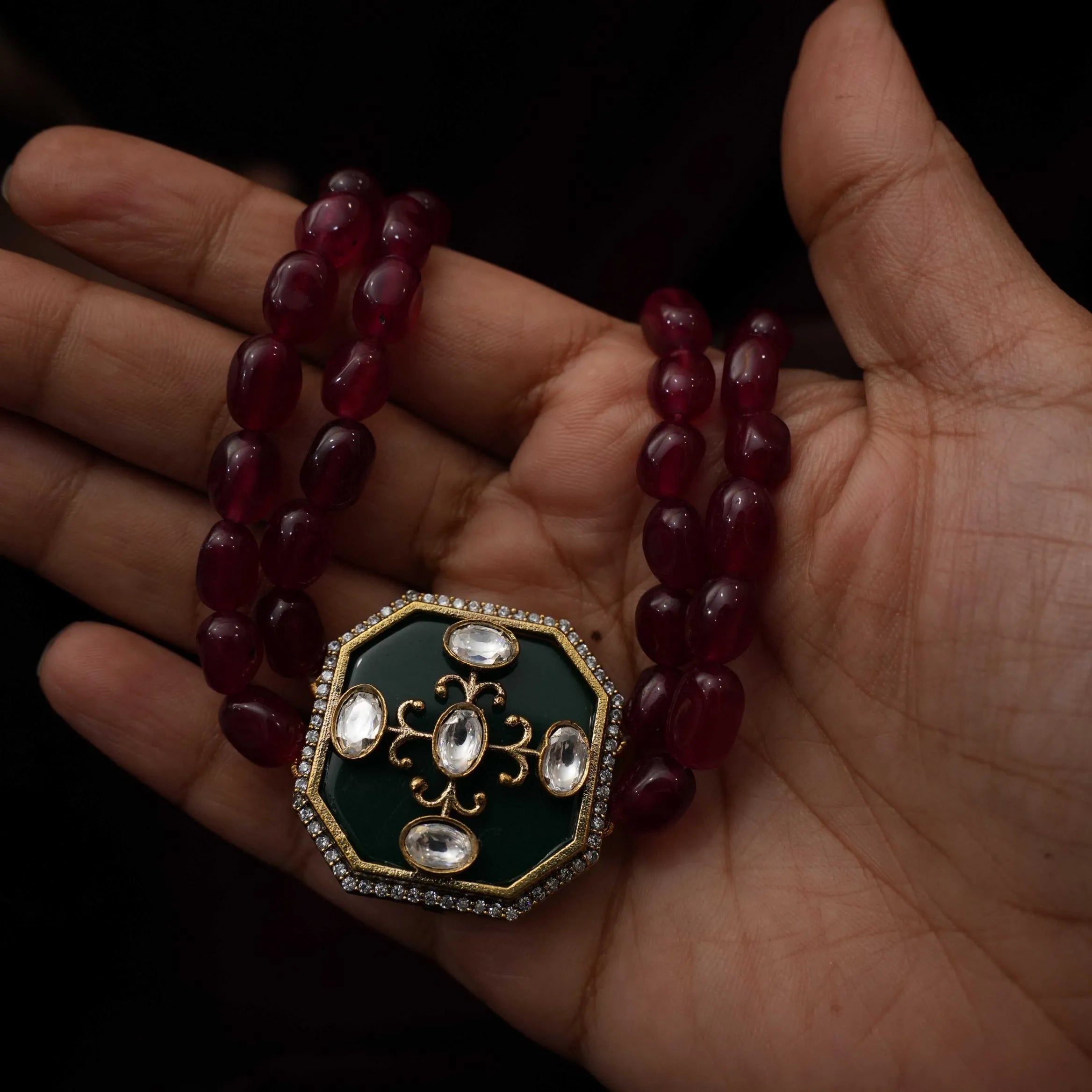 Ruchira Beaded Necklace - Green