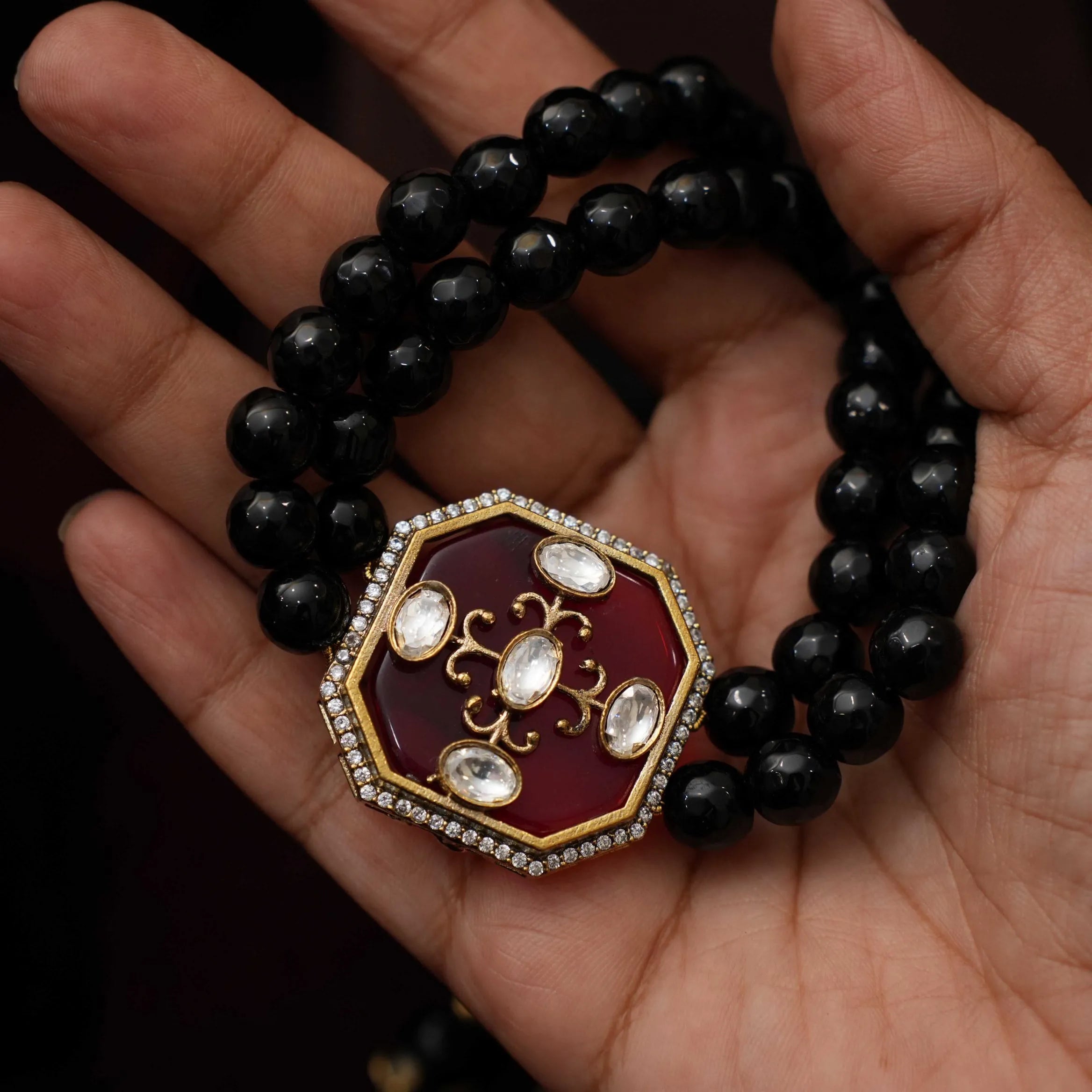 Ruchira Beaded Necklace - Red