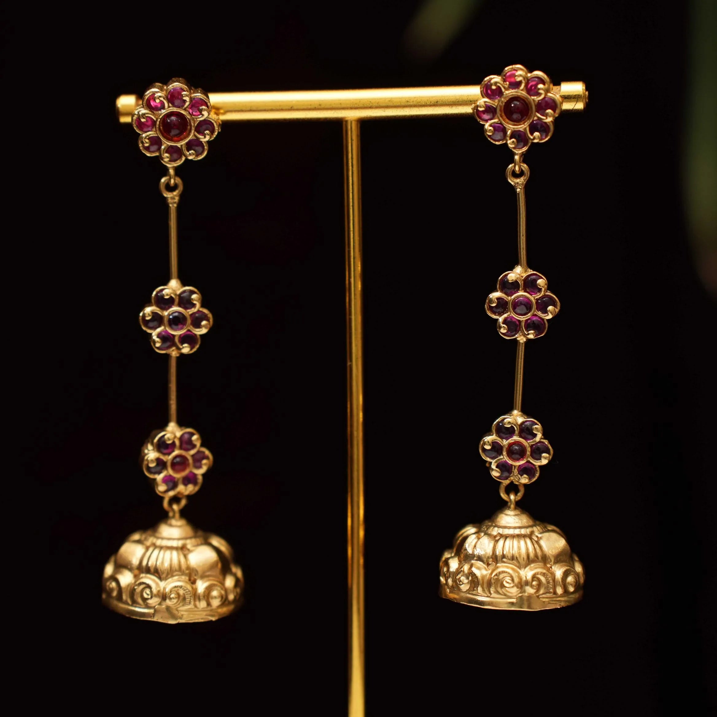 Rudra Antique Earrings - Red