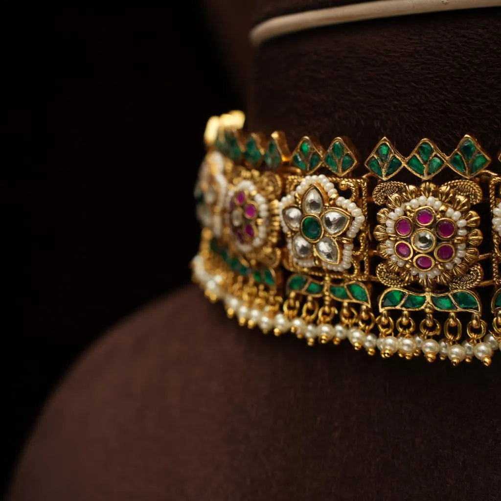 Rupinder Polki Choker - Green