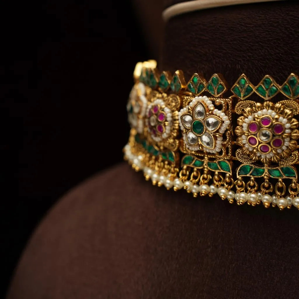 Rupinder Polki Choker - Green