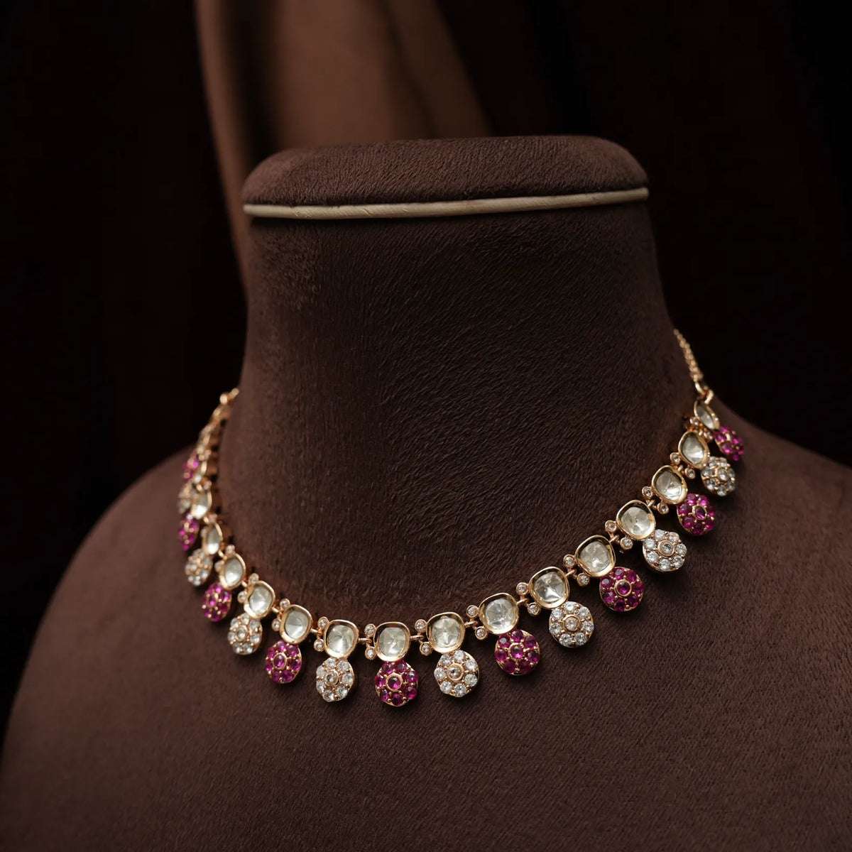 Ruveya Victorian Necklace - Reddish Pink