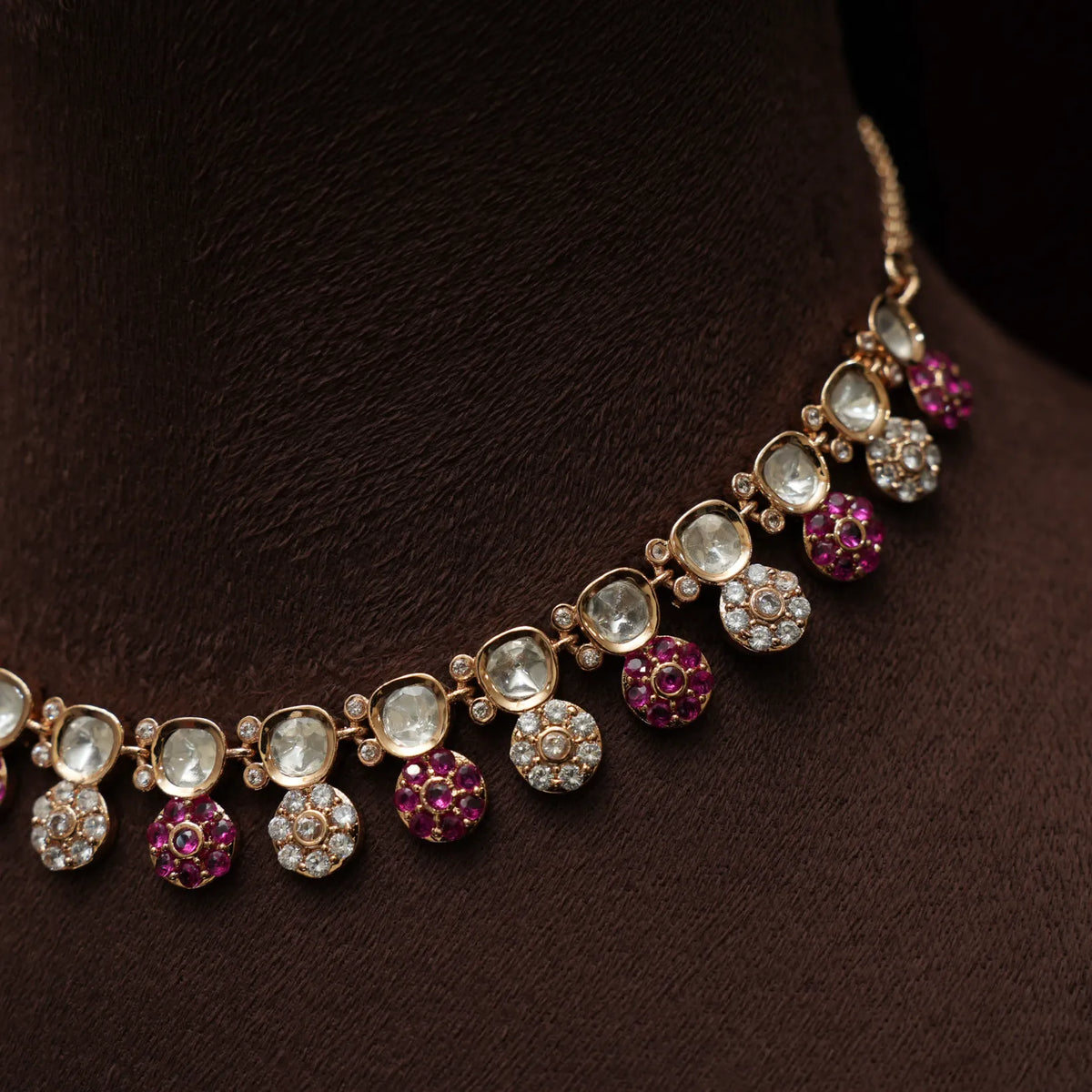 Ruveya Victorian Necklace - Reddish Pink