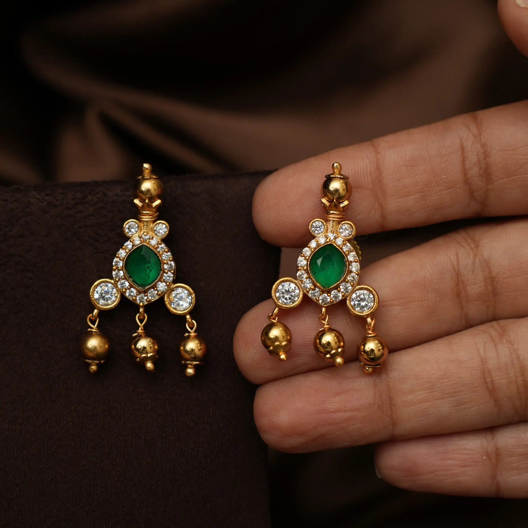 Ryan Antique Ear Stud - Green