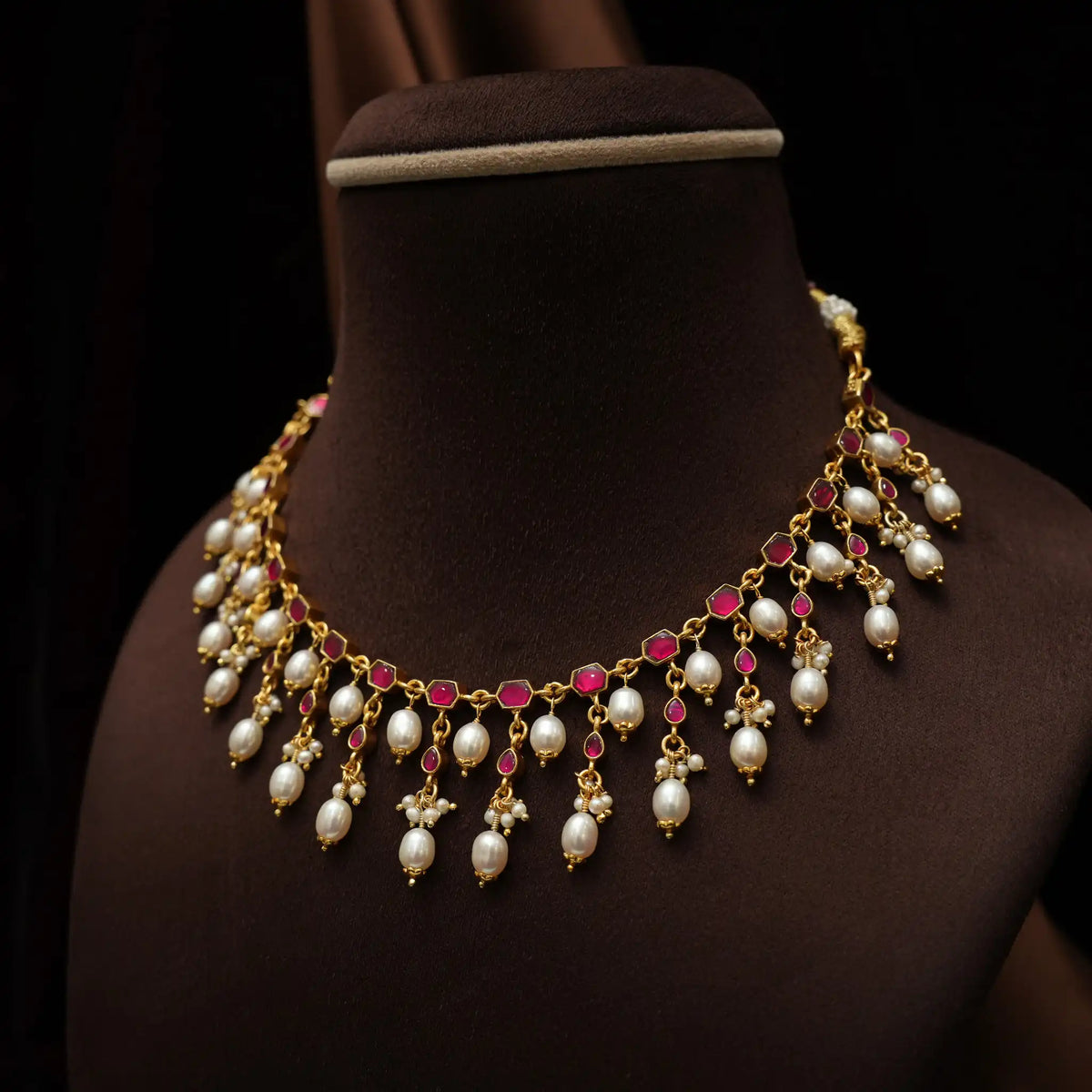 Asmika Silver Reversible Necklace - Red & White