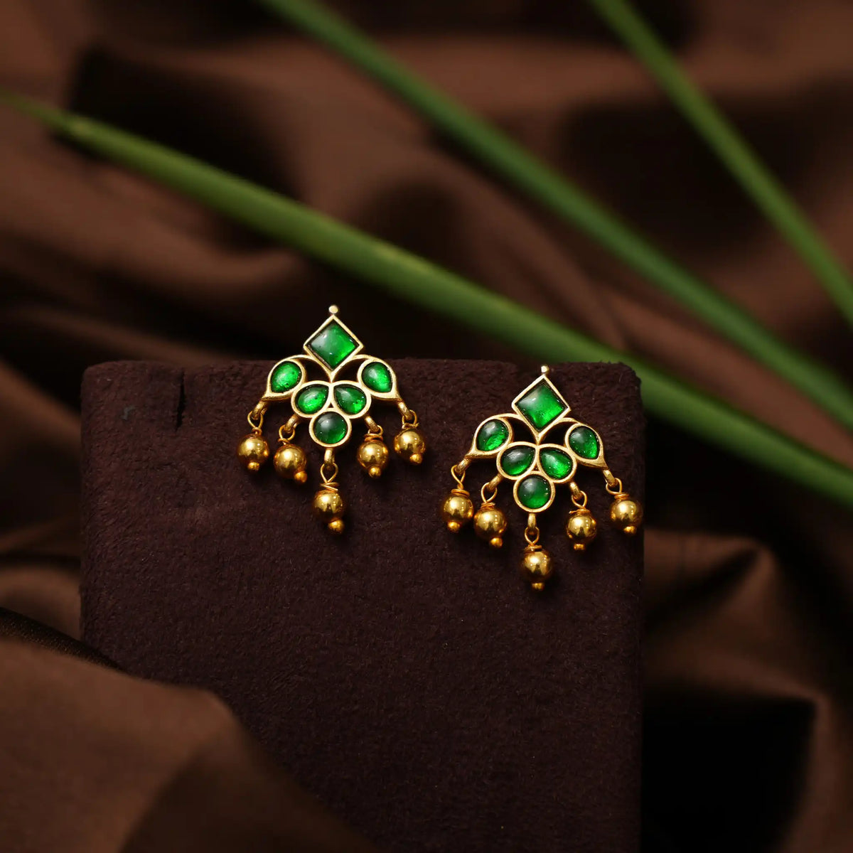 Sirisha Antique Ear Stud - Green