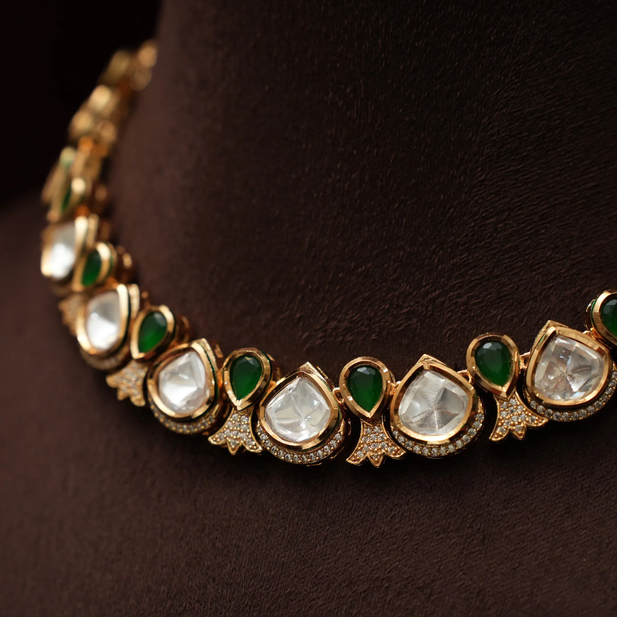Ashna Victorian Polki Necklace - Green