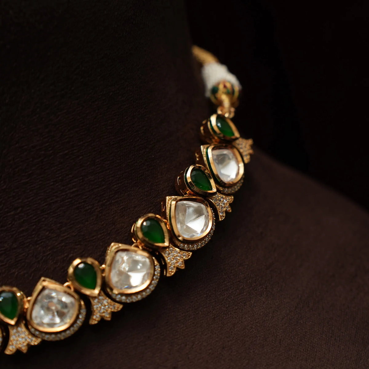 Ashna Victorian Polki Necklace - Green