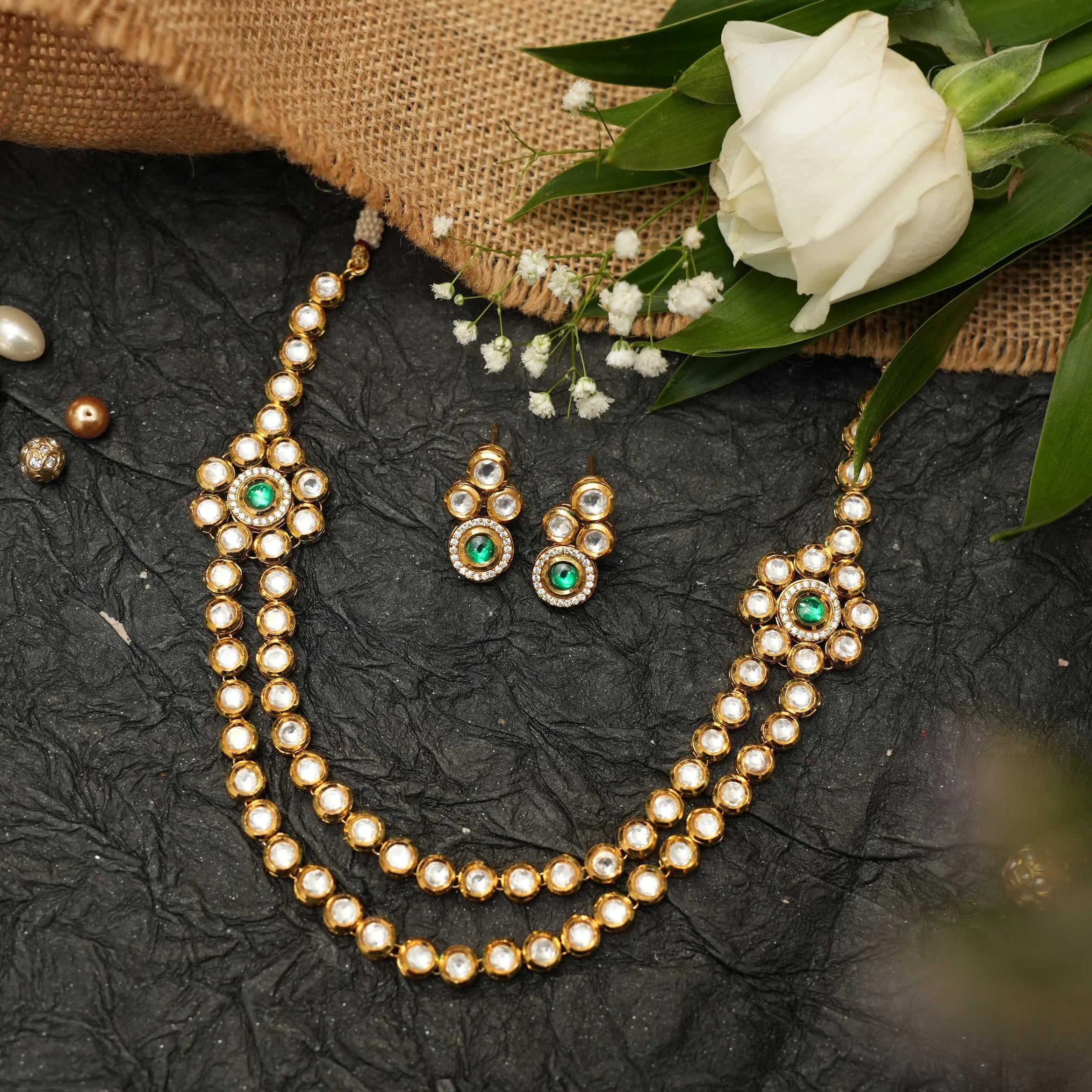 Manasi Kundan Necklace - Green