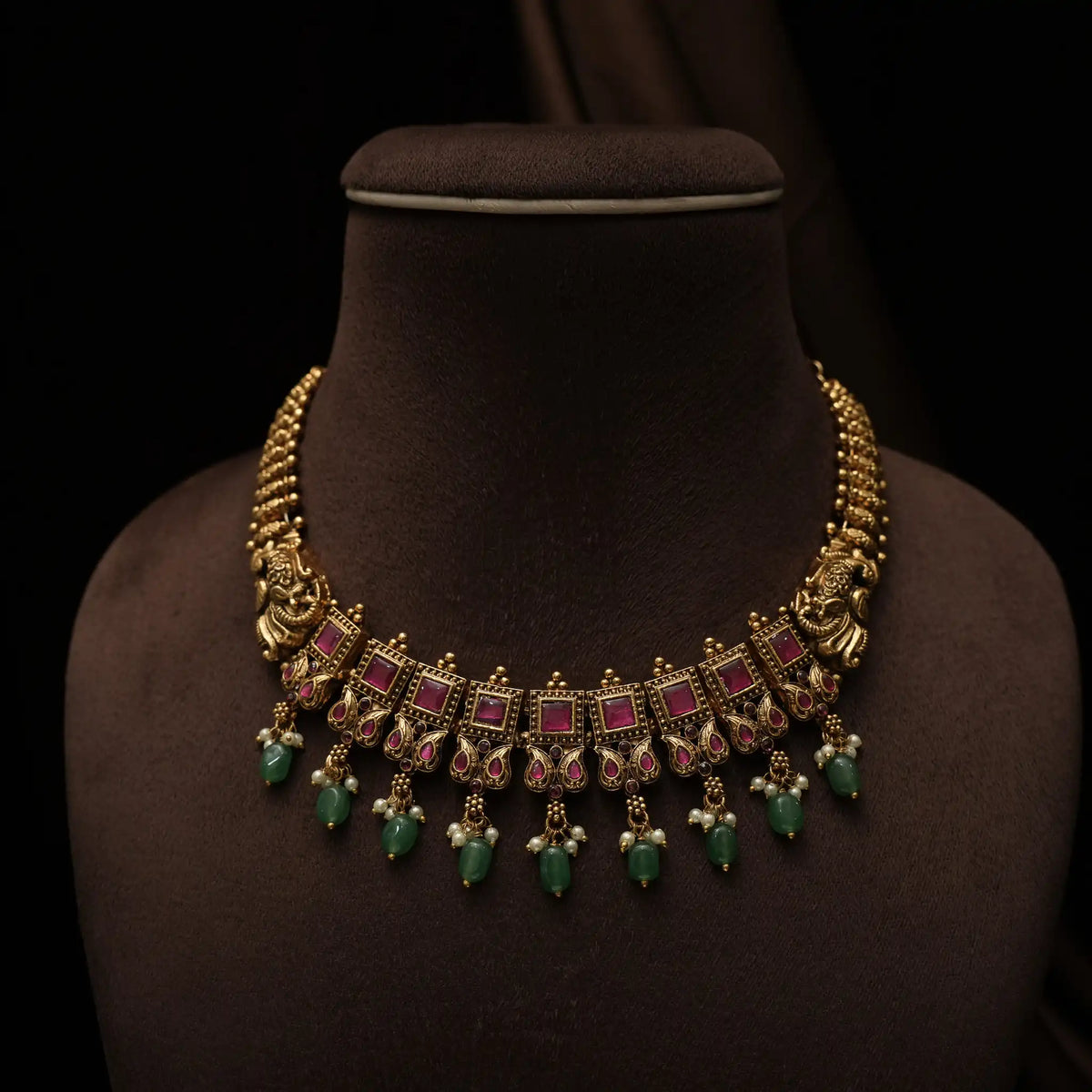 Chandini Antique Necklace - Red