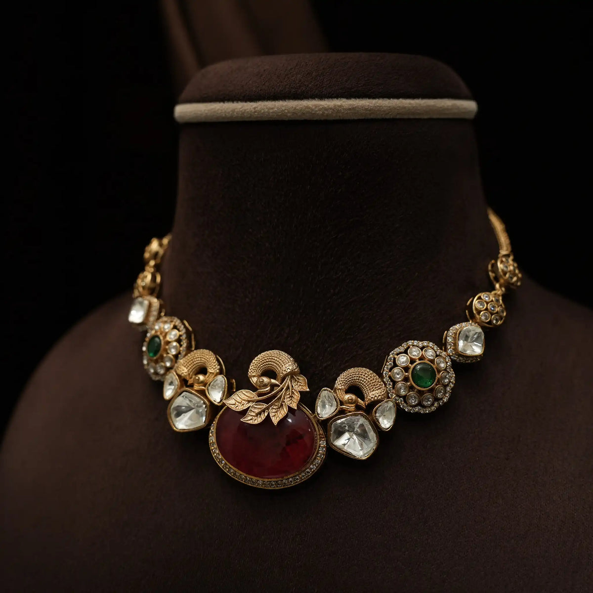 Madhvi Polki Necklace - Red