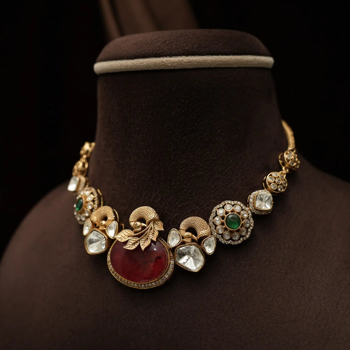 Madhvi Polki Necklace - Red