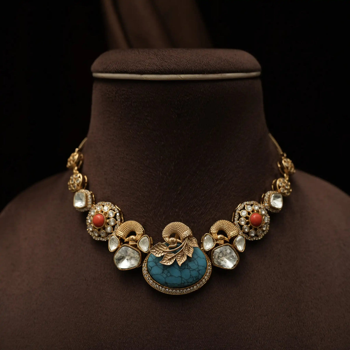 Madhvi Polki Necklace - Turquoise
