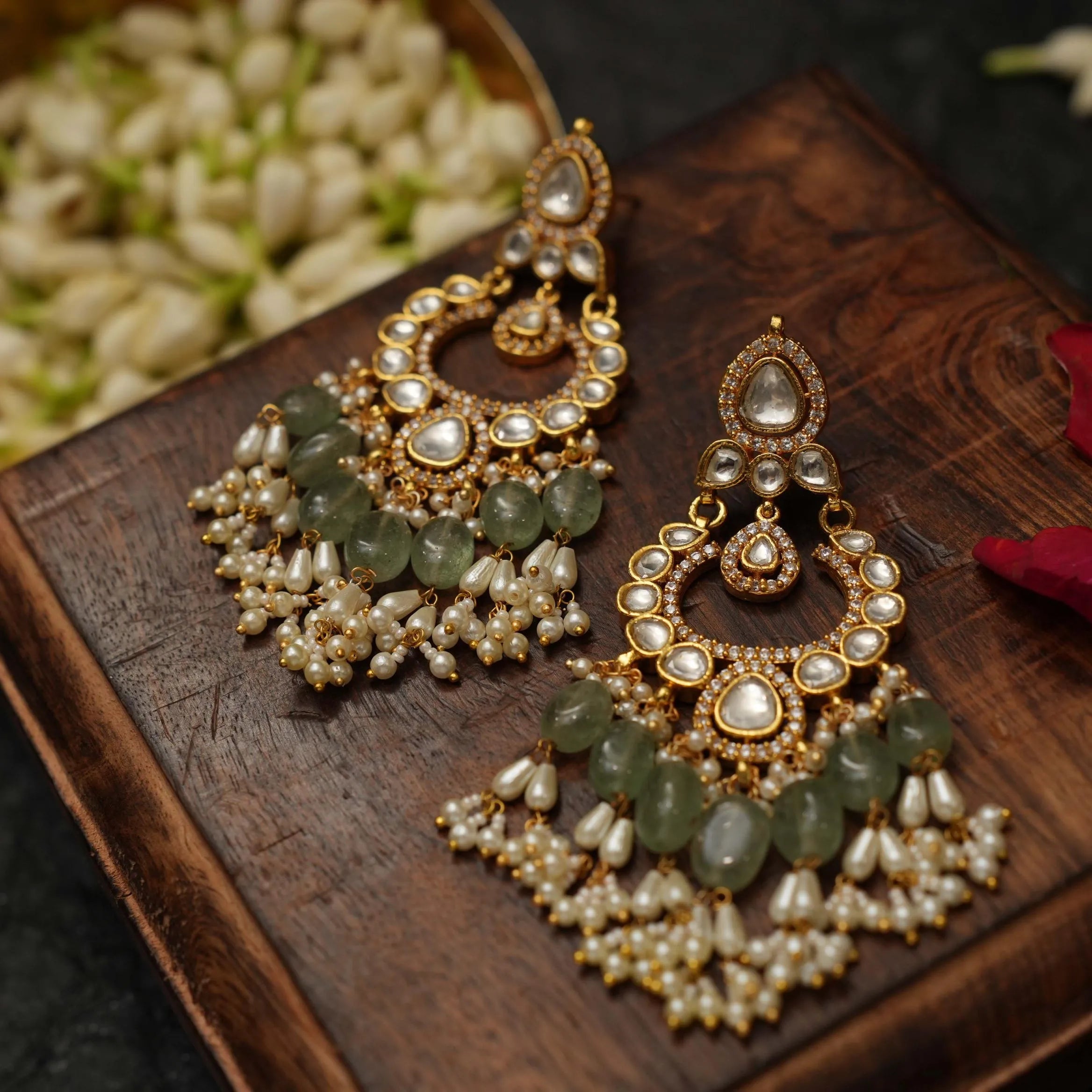 Anwika Polki Chandbali Earrings - Rimli Boutique