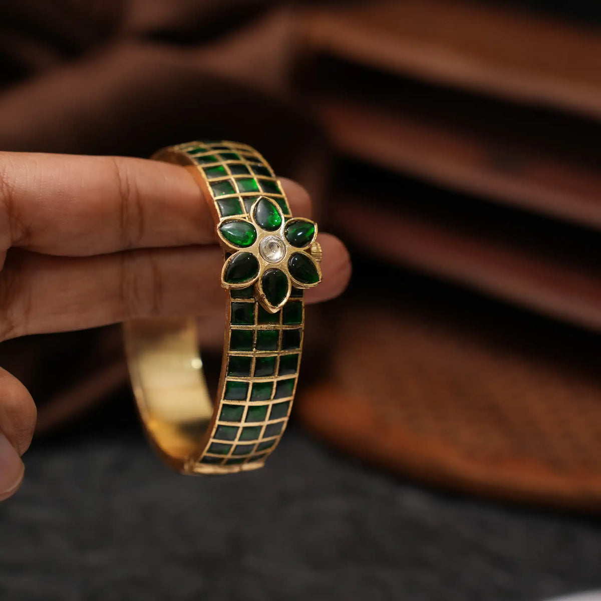 Aakesh Polki Bangle - Green