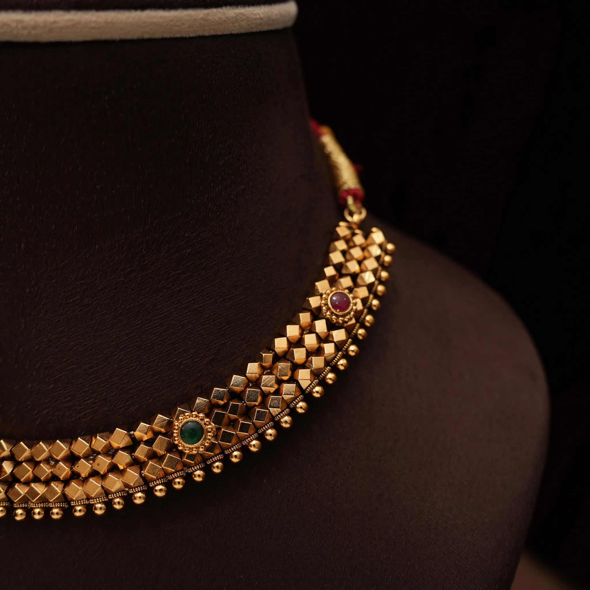 Sachita Antique Choker - Red and Green