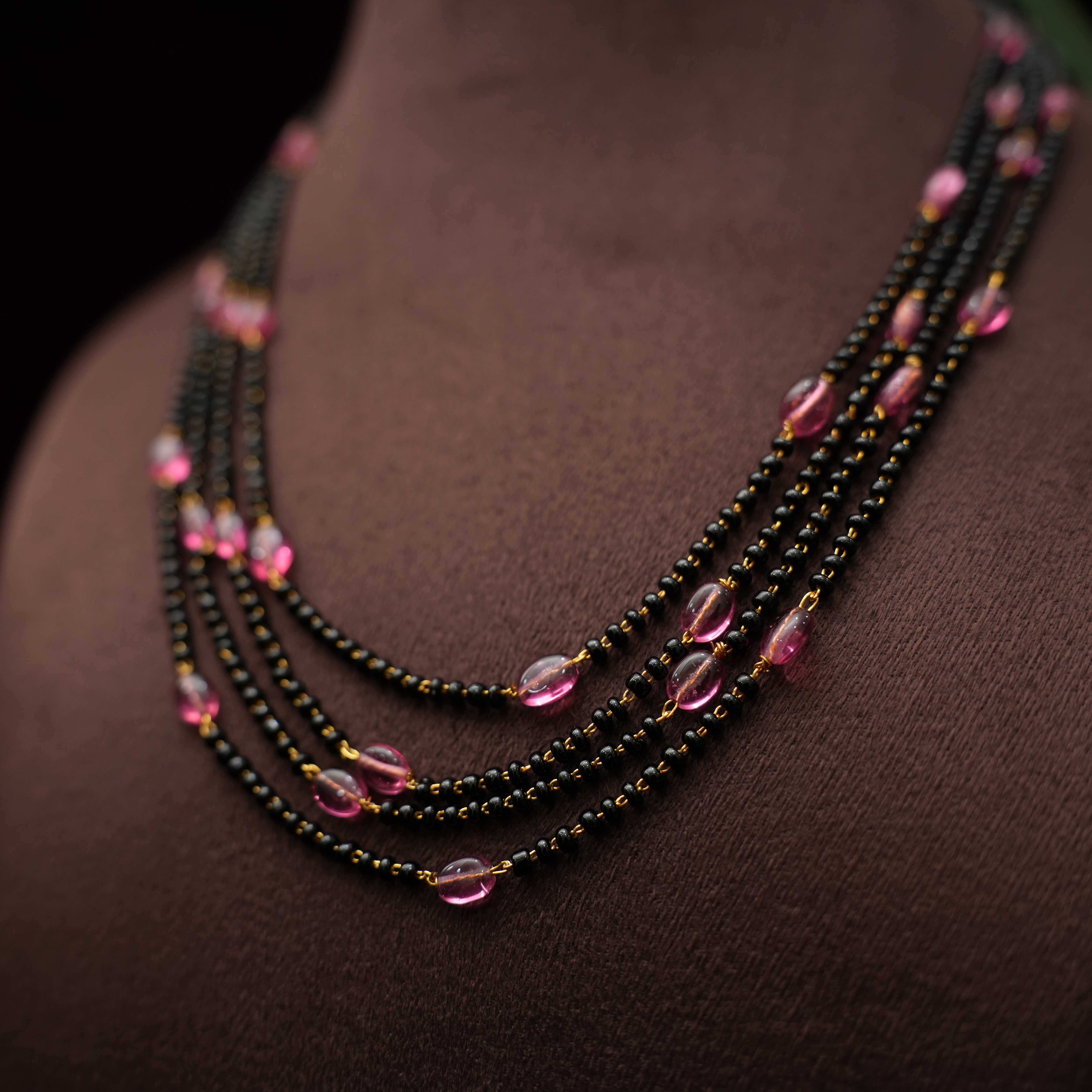 Pavni Beaded Necklace - Pink