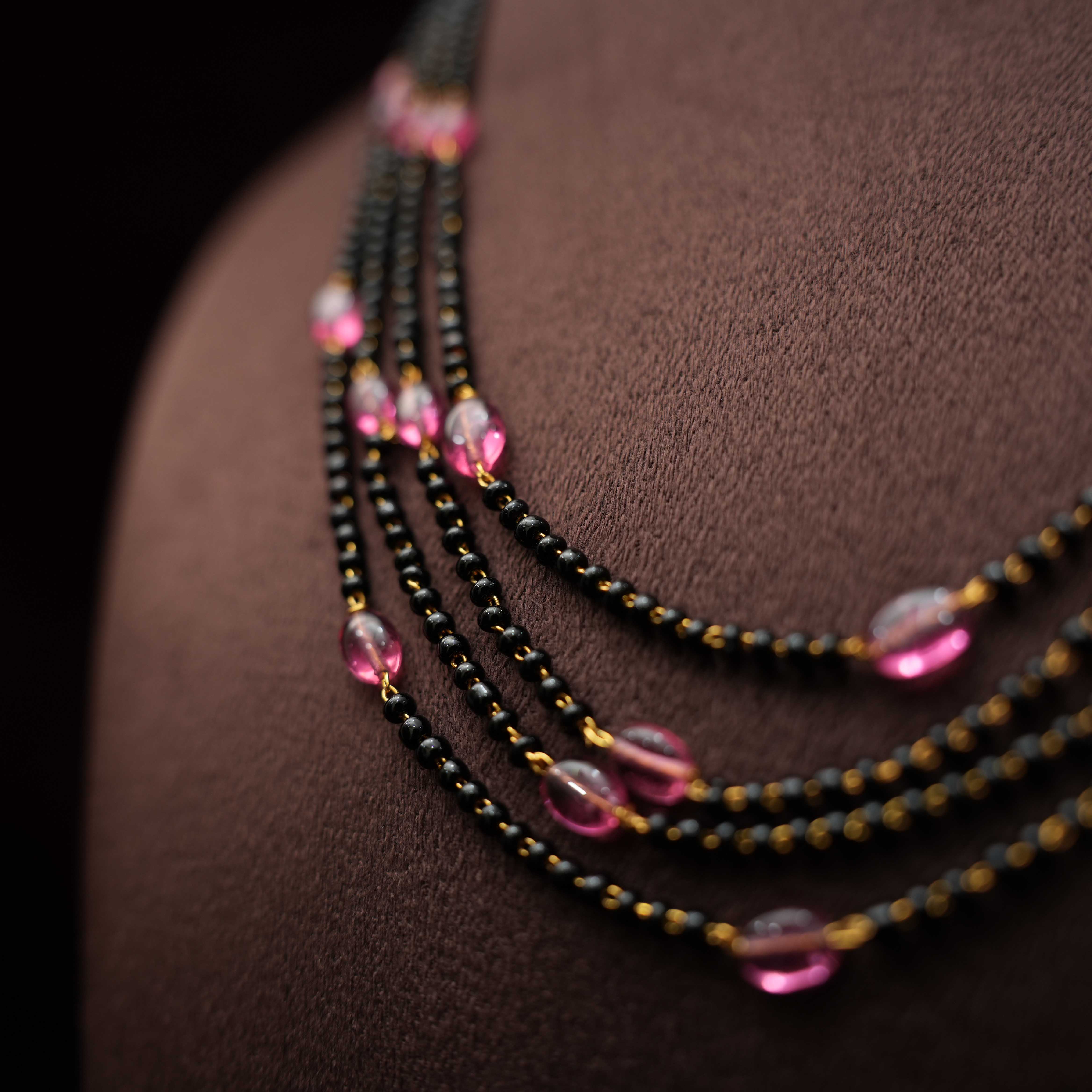 Pavni Beaded Necklace - Pink