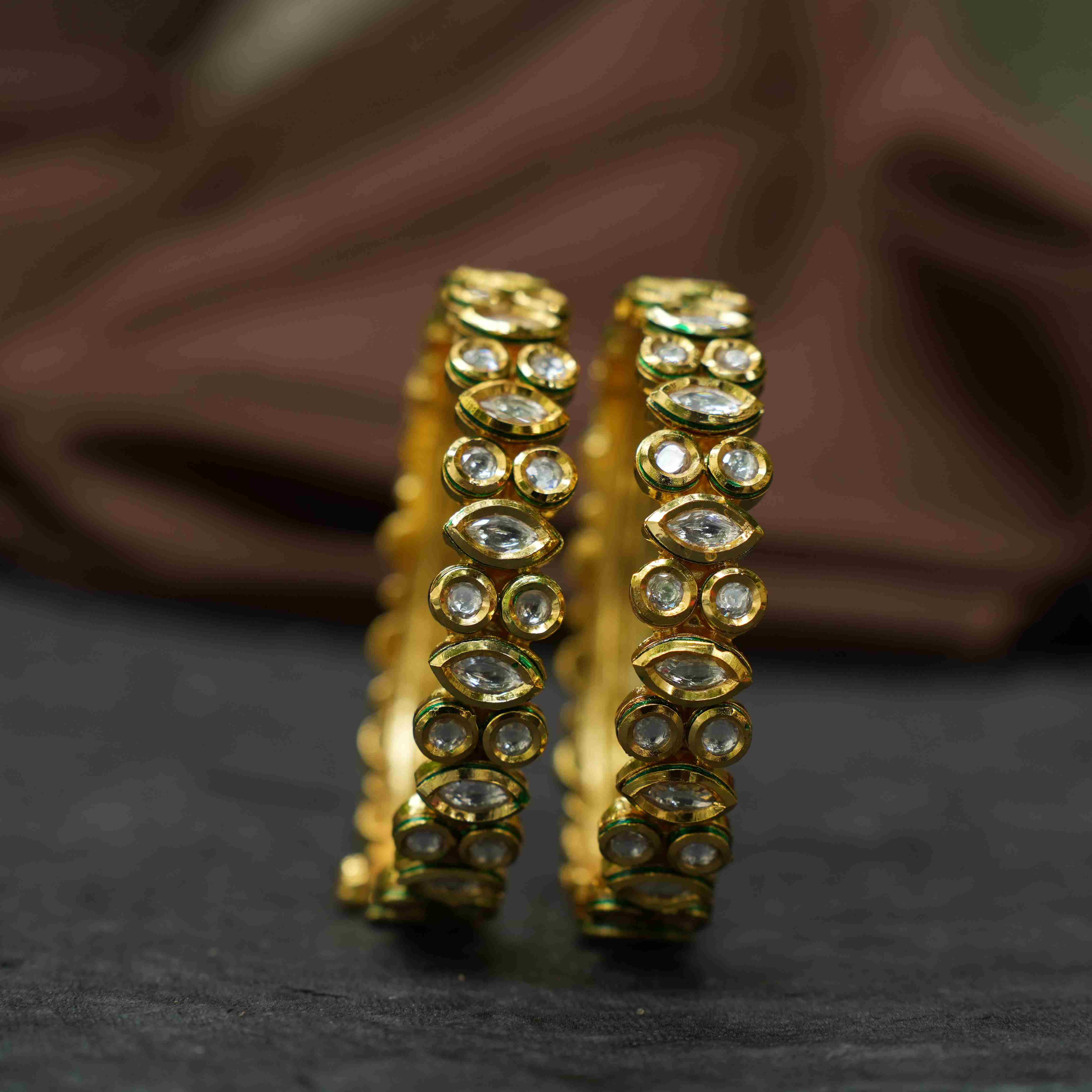 Saadhvi Classic Kundan Kada Bangle - Pair