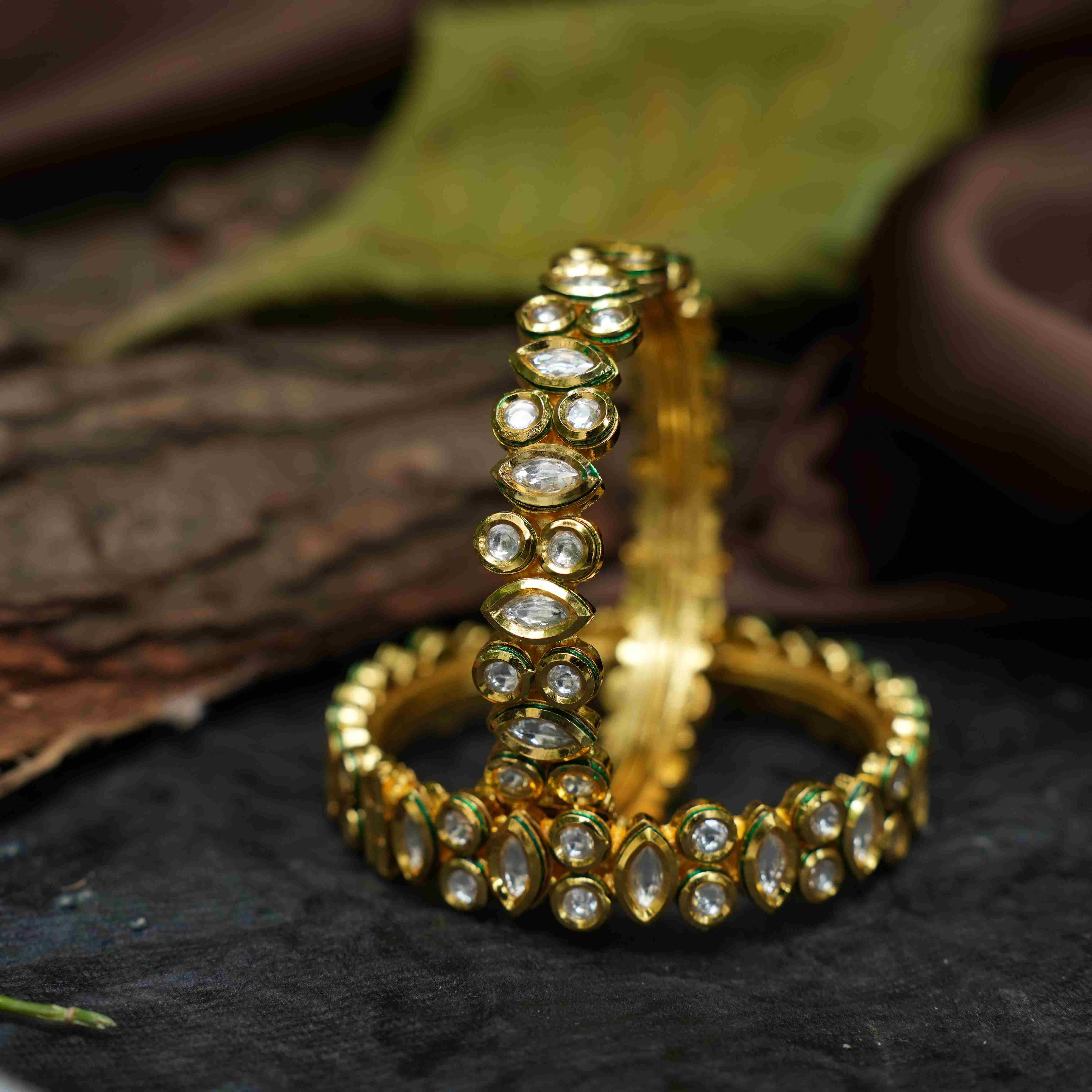 Saadhvi Classic Kundan Kada Bangle - Pair