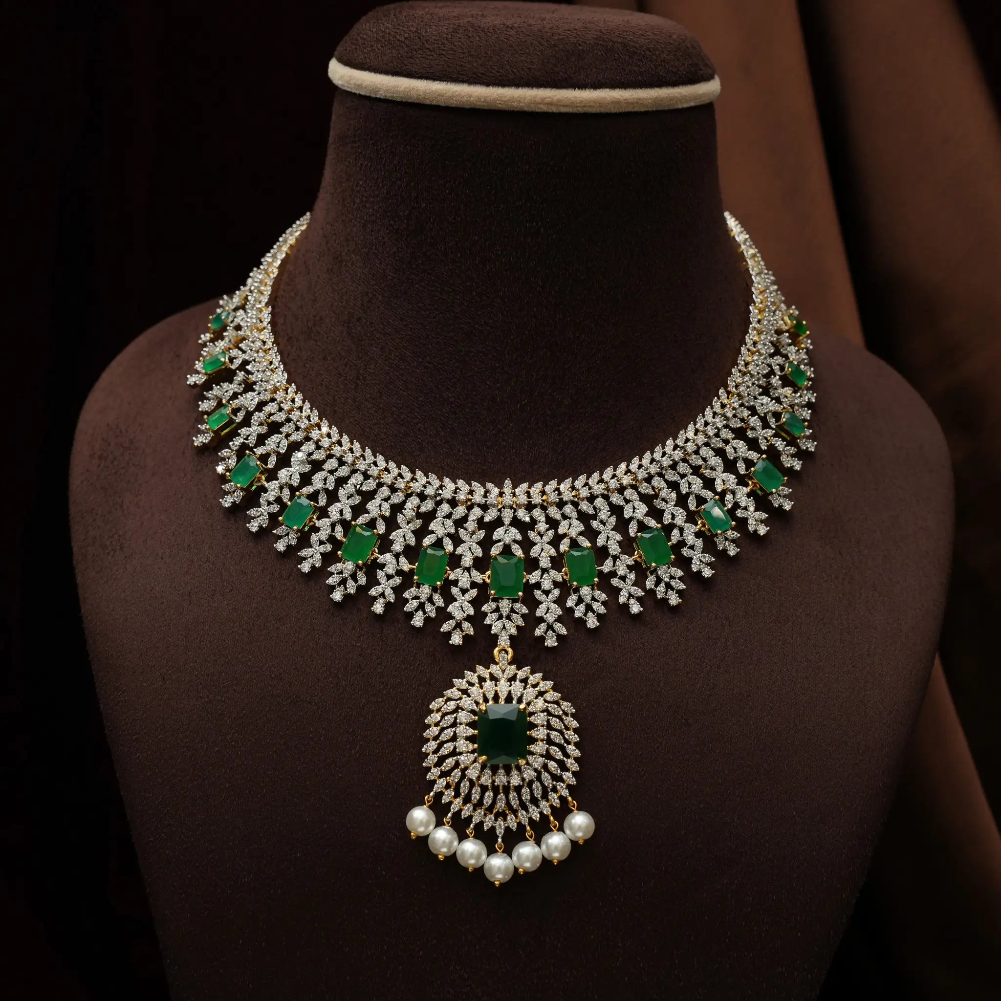 Saanviya Zircon Necklace - Green