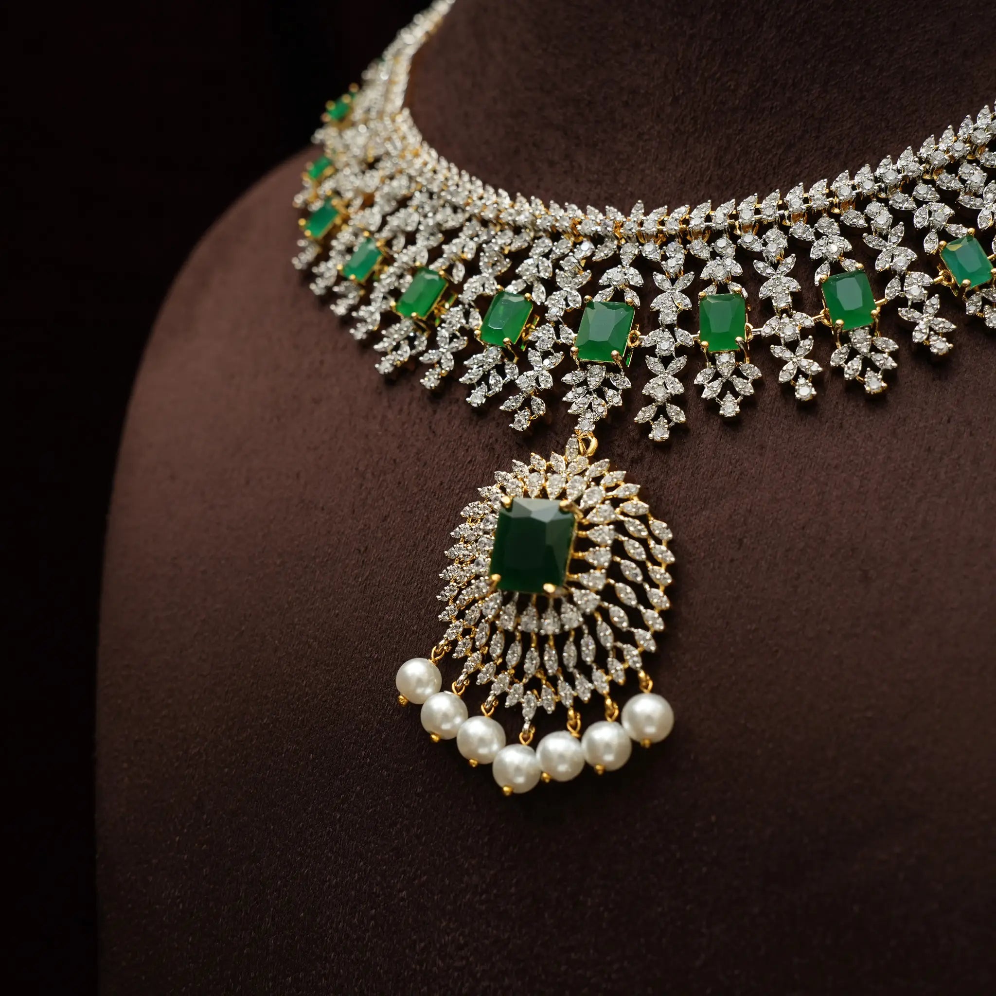 Saanviya Zircon Necklace - Green