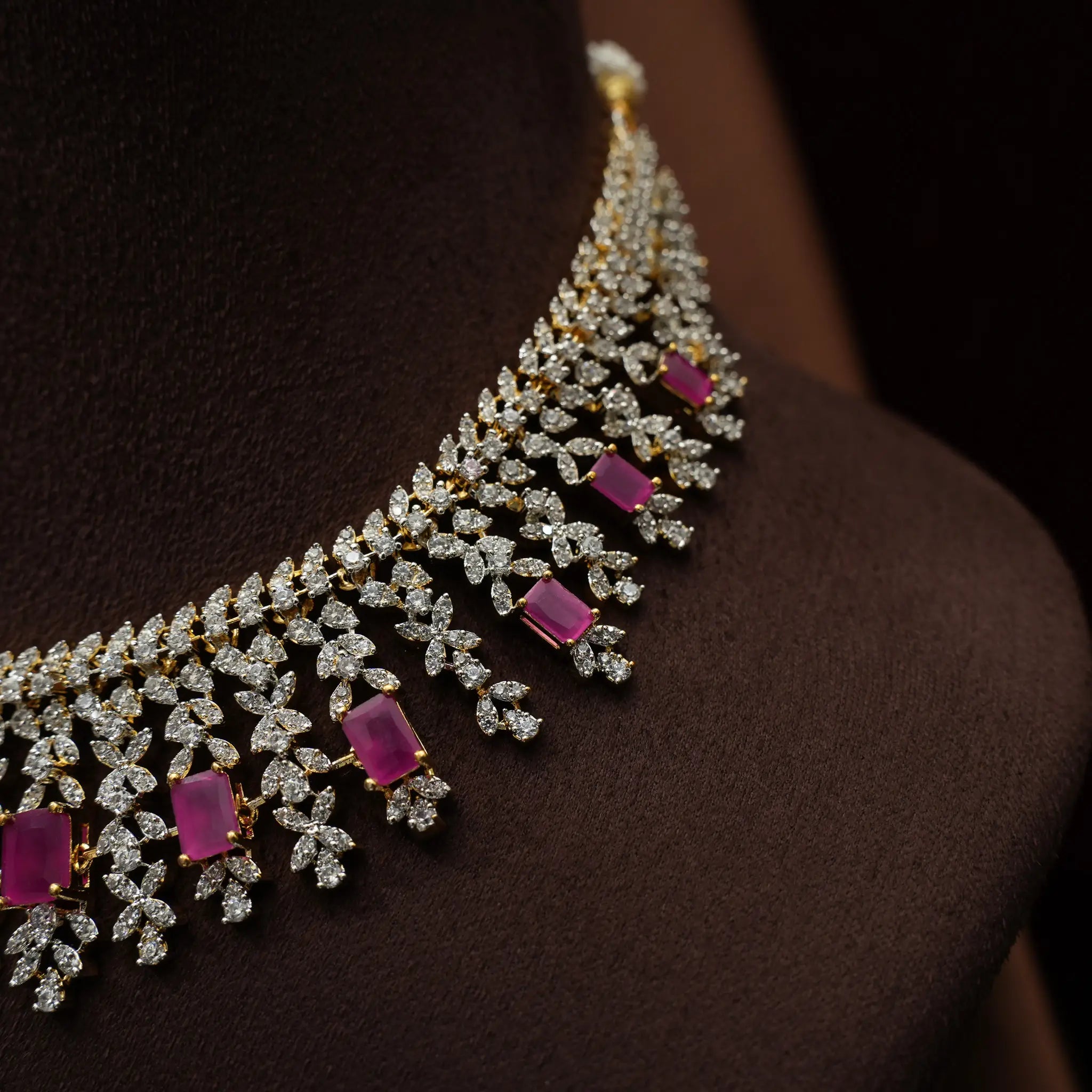 Saanviya Zircon Necklace - Ruby