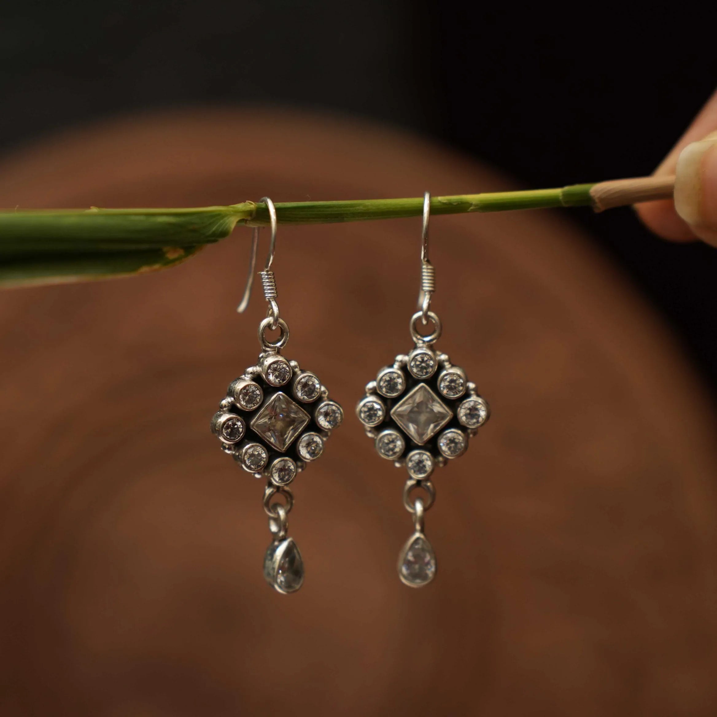 Saaruka Oxidised Earrings - White