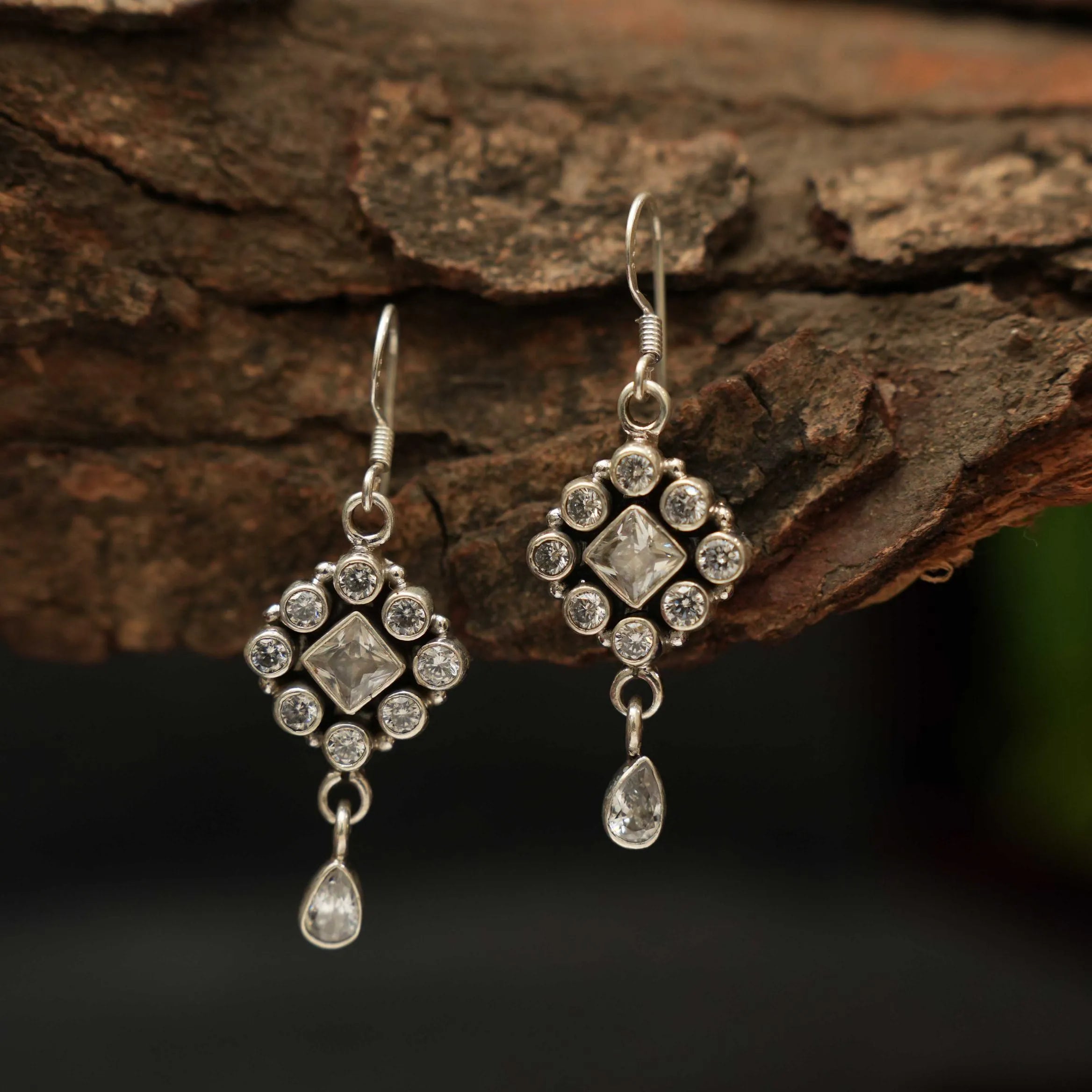 Saaruka Oxidised Earrings - White