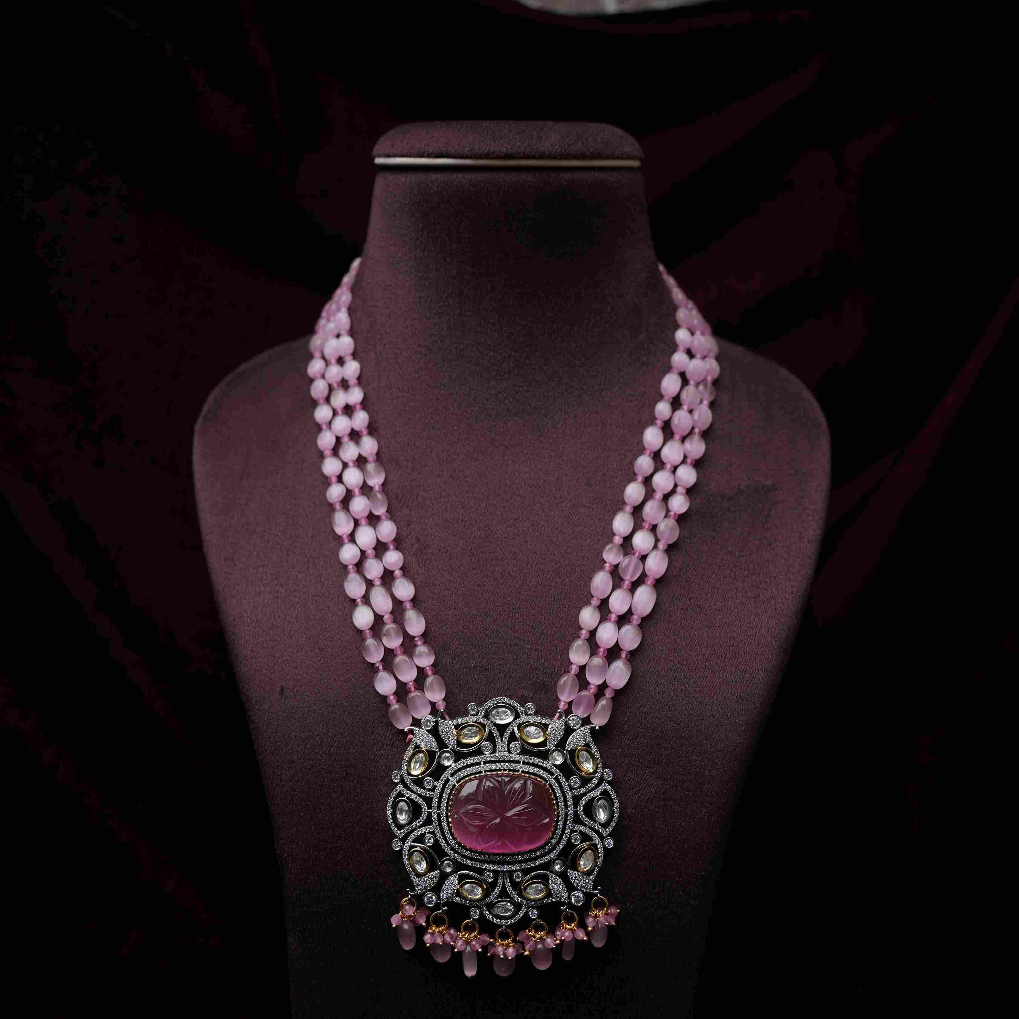 Sadhana Victorian Kundan Necklace - Pink