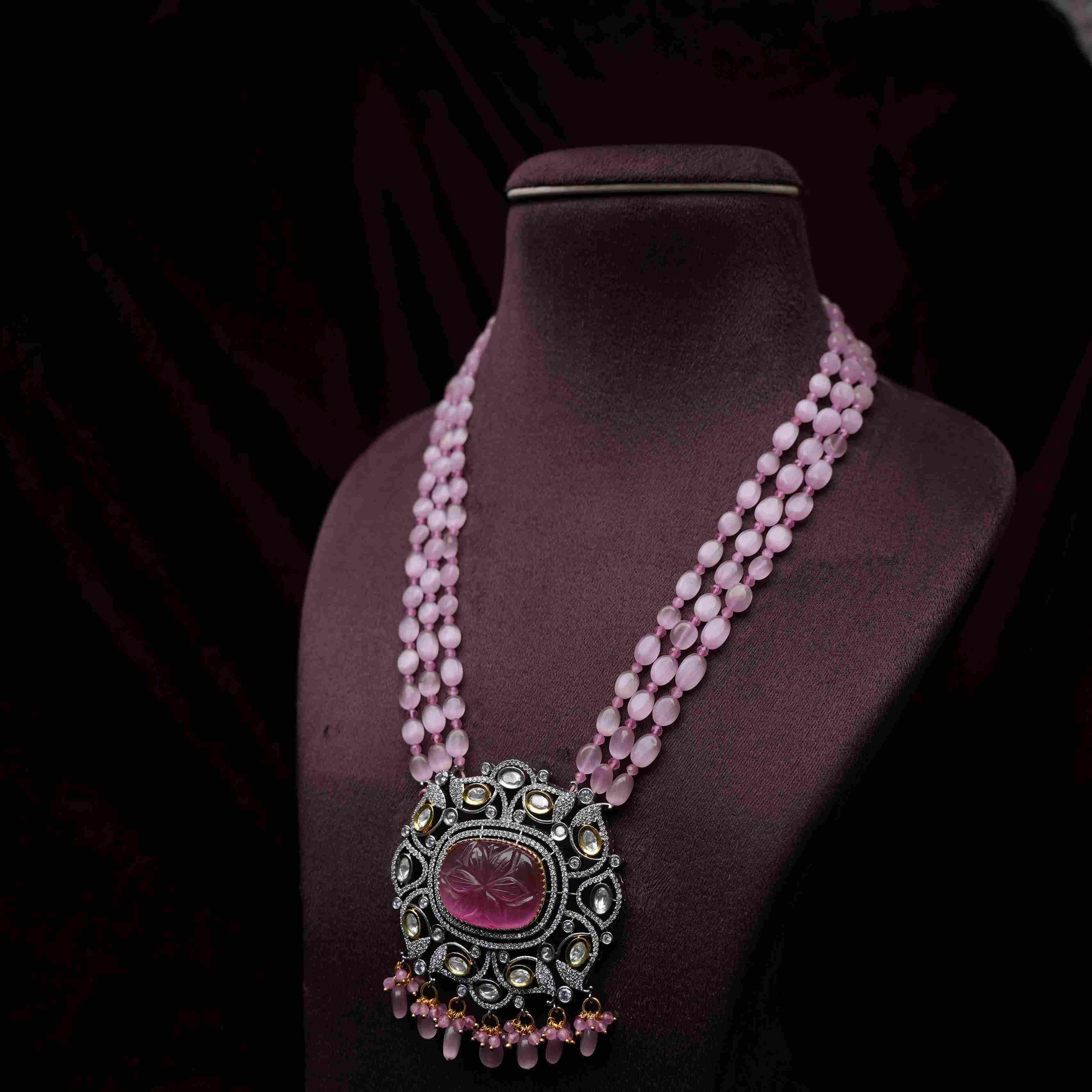 Sadhana Victorian Kundan Necklace - Pink