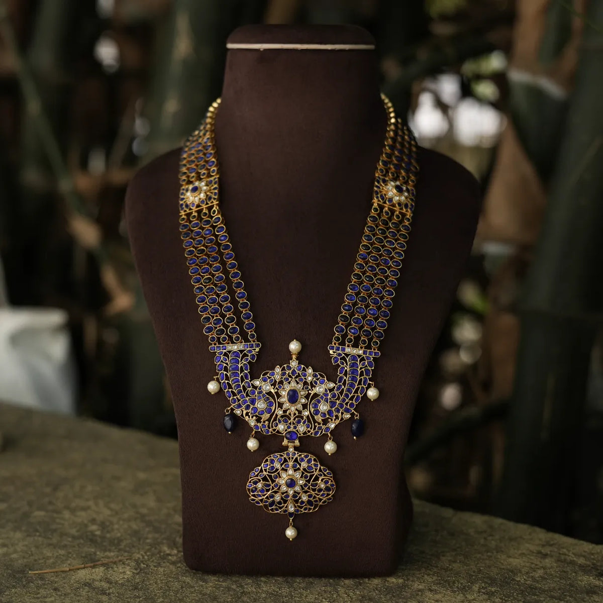 Sahasra Antique Statement Necklace - Blue